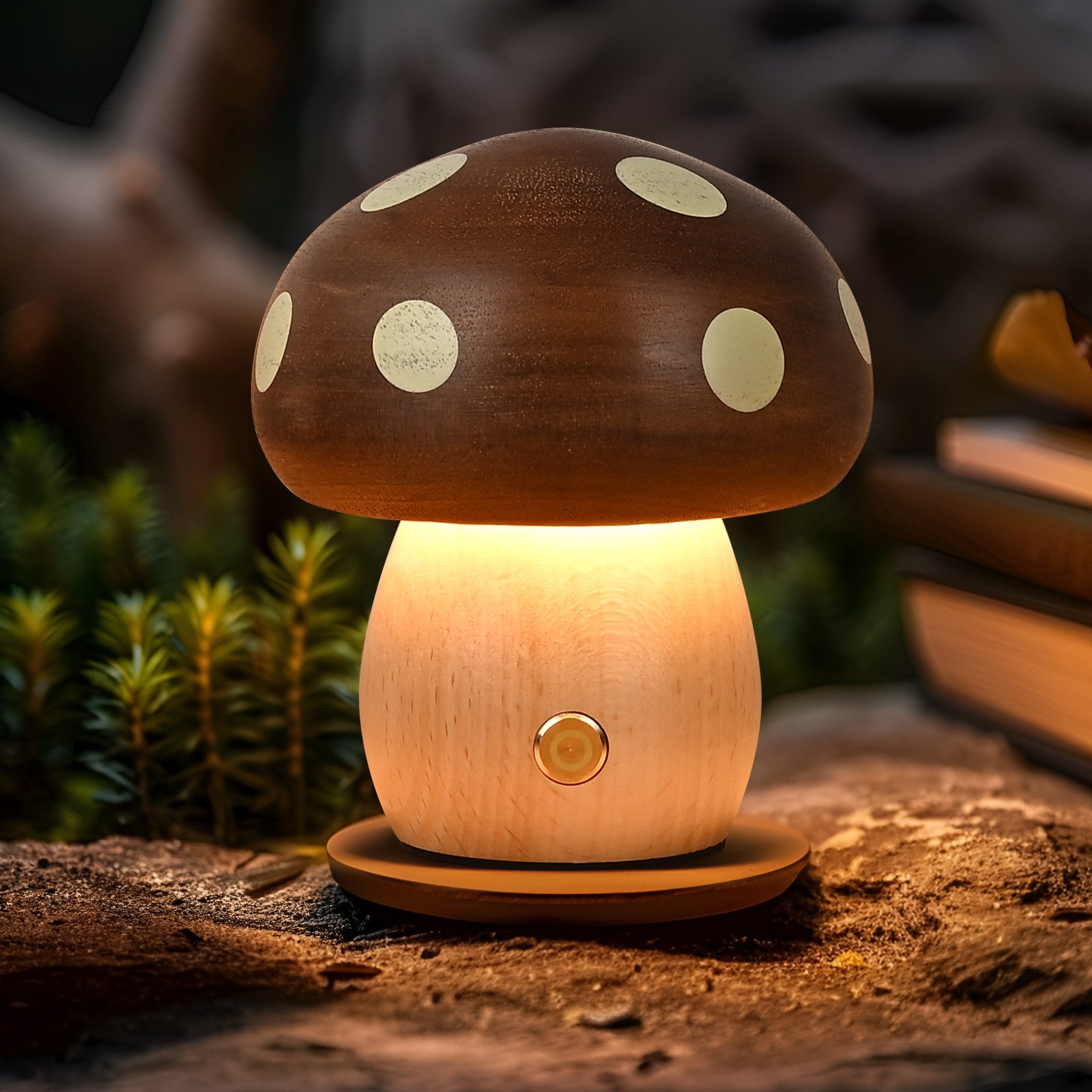 RWEUOQ Schreibtischlampe LED Pilz-Holzlampe Tragbare Tischleuchte günstig online kaufen