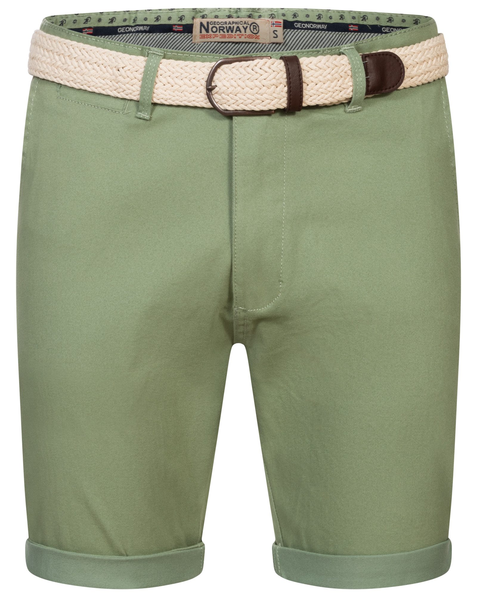 Geographical Norway Bermudas Chino Shorts kurze Hose Bermuda Knielang Stoff bequem mit Gürtel short – Bild 2 von 5