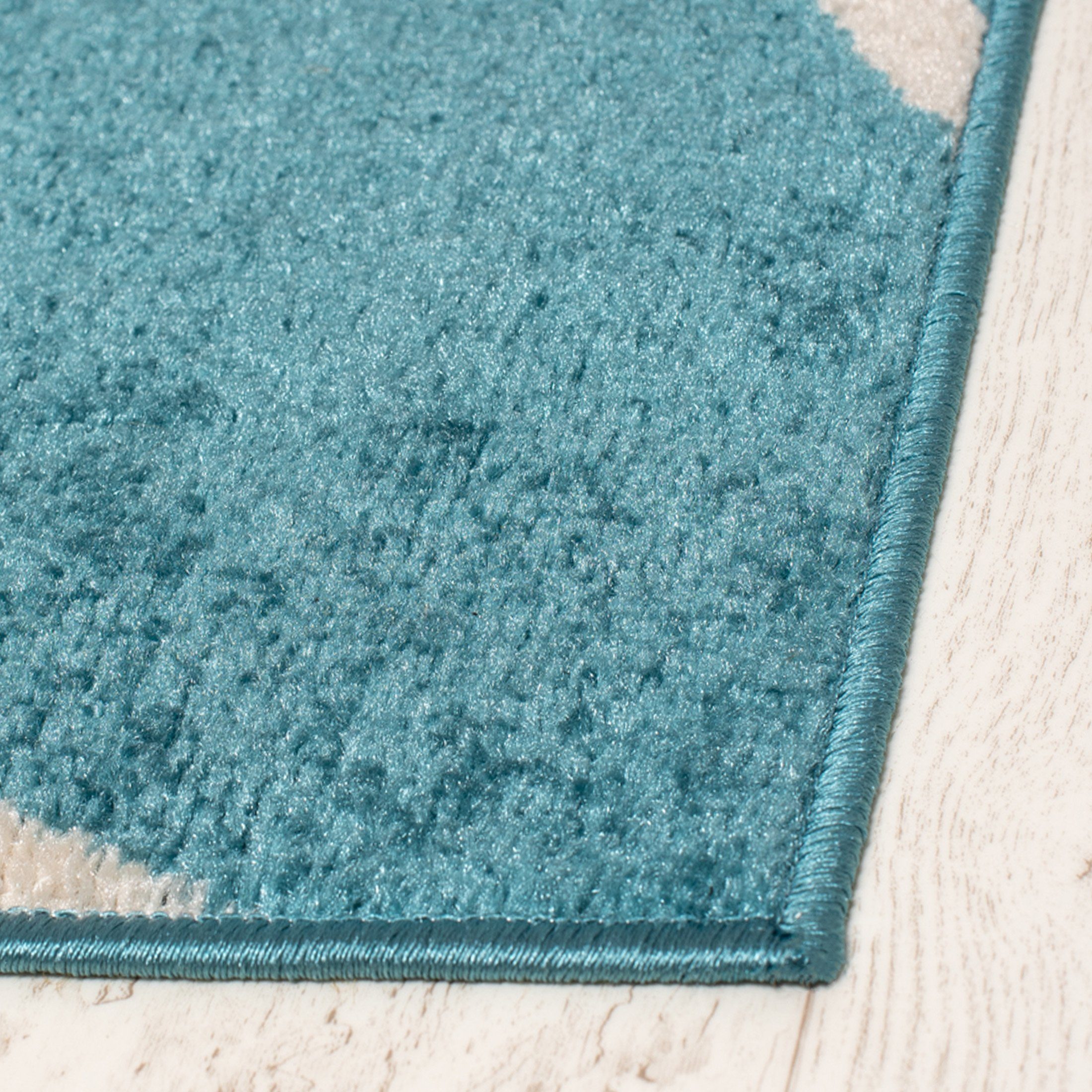 Teppich farbe mm, Mazovia, Höhe 7 Muster x - 150 cm, Geeignet Geometrisch für Designteppich Türkis Kurzflor 80 Modern Fußbodenheizung, Blau Kurzflor,