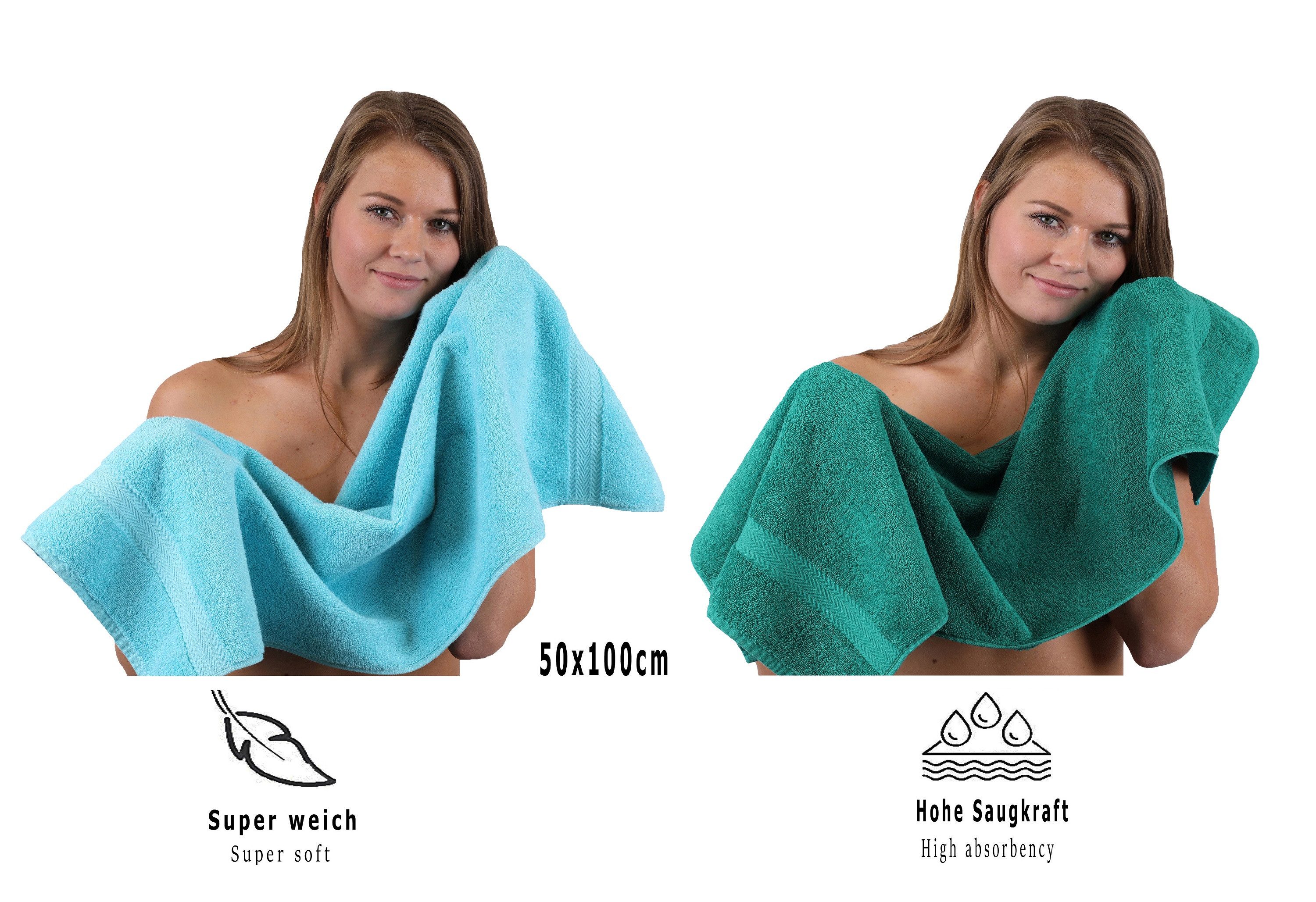 Betz Handtuch Set 6-TLG. Premium Farbe smaragdgrün und türkis, 100% Baumwolle (Set, 6-St)