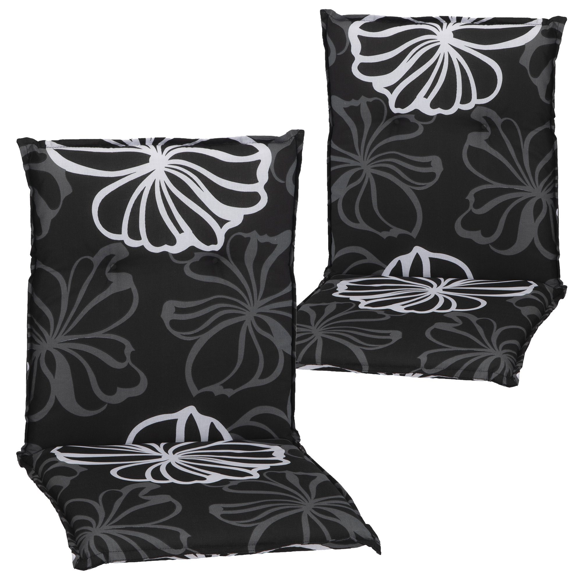 NYVI Sitzauflage Niedriglehner Подушечки 2er Set Barcelona Подушки для садовых стульев 100x50cm, (2 St), Niederlehner Stuhlauflage Sitzauflage mit Halteband Blumen Floral
