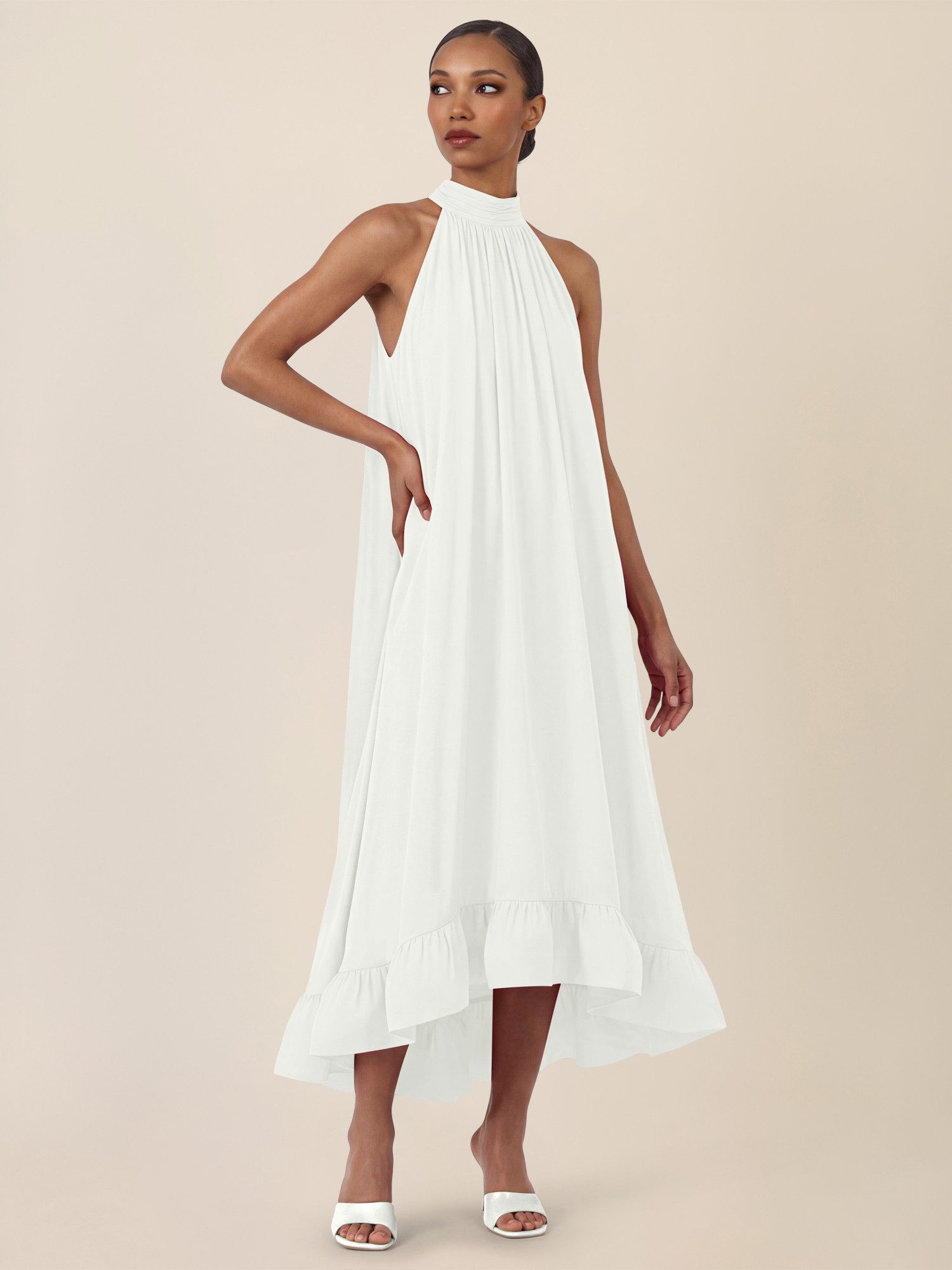 Apart Chiffonkleid mit Volantsaum