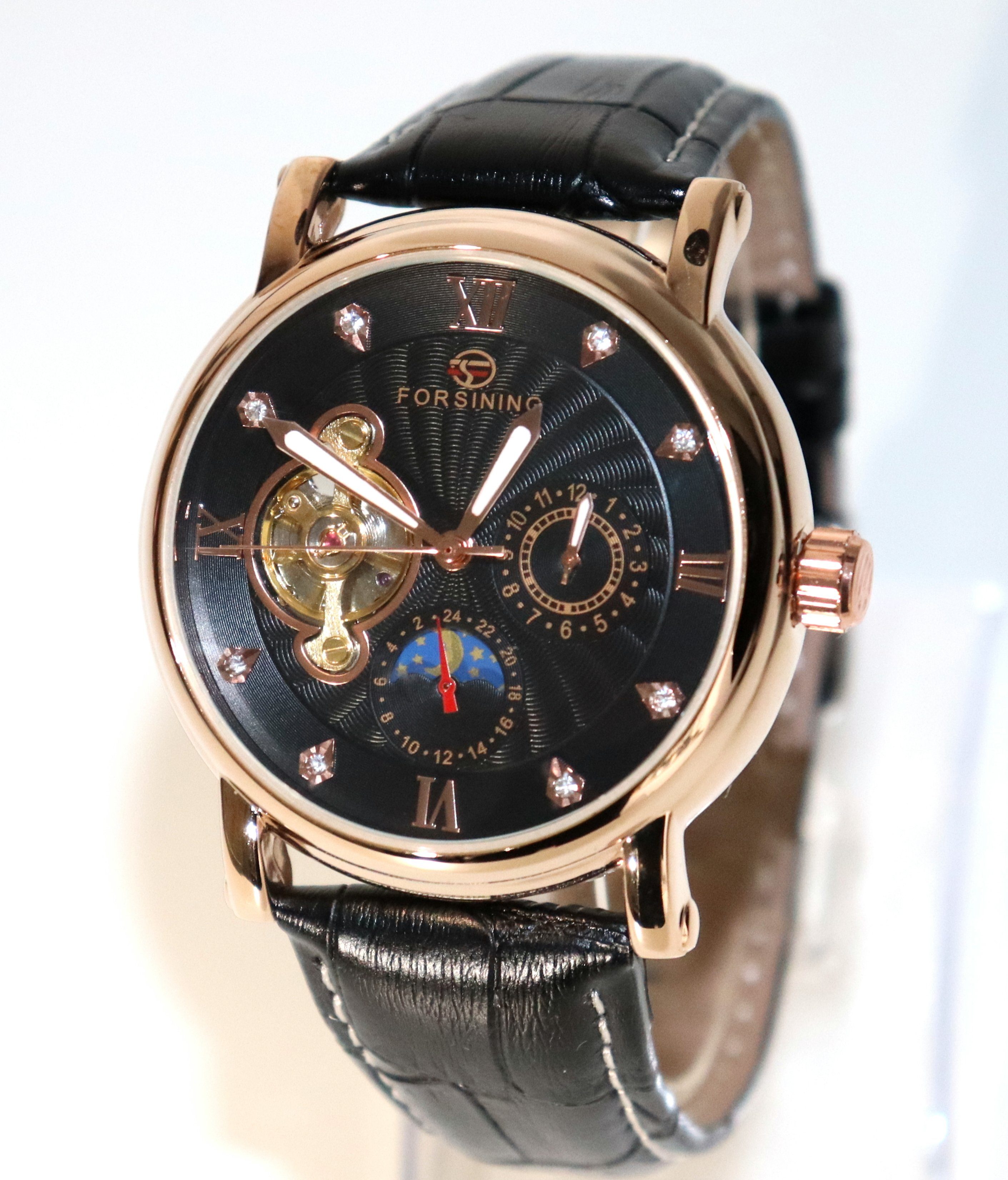 Automatikuhr Herrenuhr Automatikuhr Marke Forsining schwarzes Ziffernblatt
