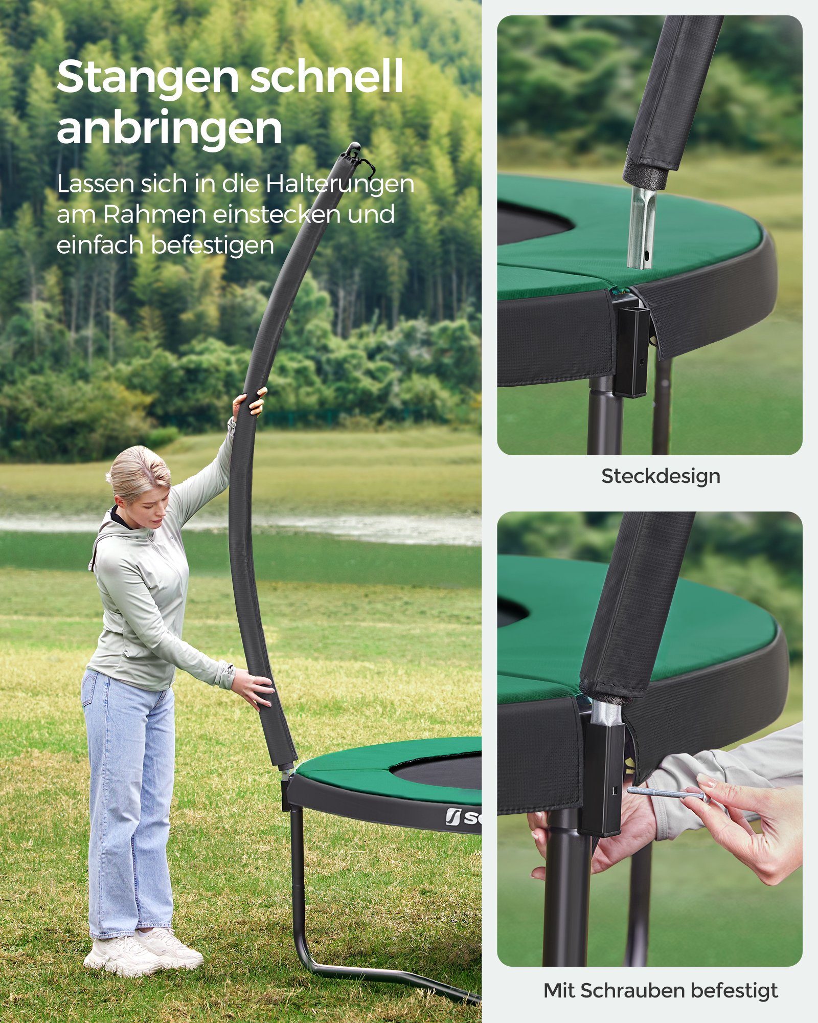 SONGMICS Gartentrampolin Ø 244/305/366/427 cm, Ø 244 cm, bis zu 150 kg belastbar