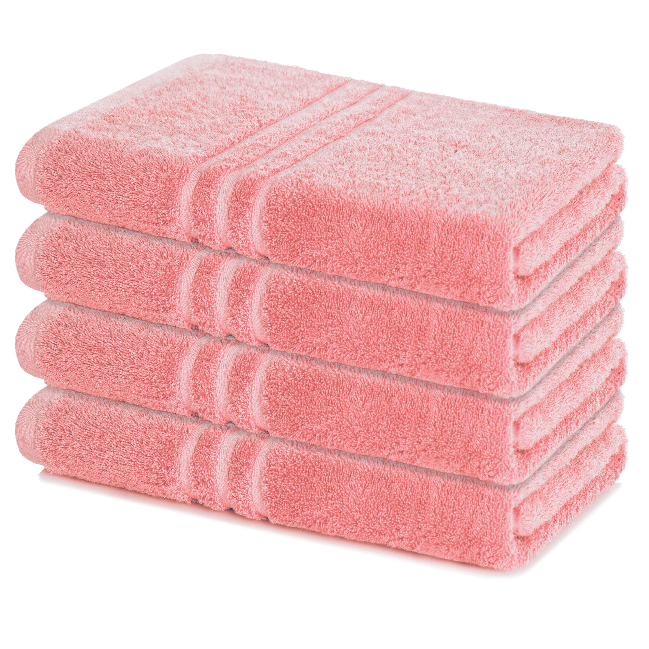 Lavea Duschtücher 4er Set Duschtuch 70 x 140 cm, Elena-Frottierserie, (Set, 4-St), 500 g/m² Frottier, weich & saugstark, pflegeleicht