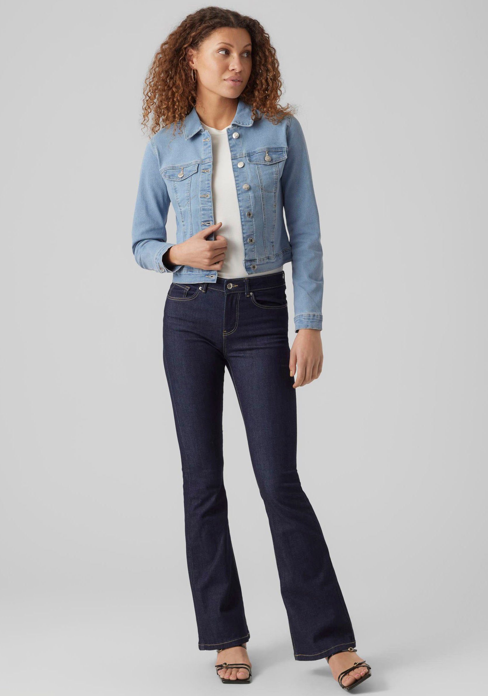 für Denim VMLUNA Stretch LS JACKET SLIM DNM Jeansjacke GA Vero optimale eine MIX Moda mit NOOS, Passform