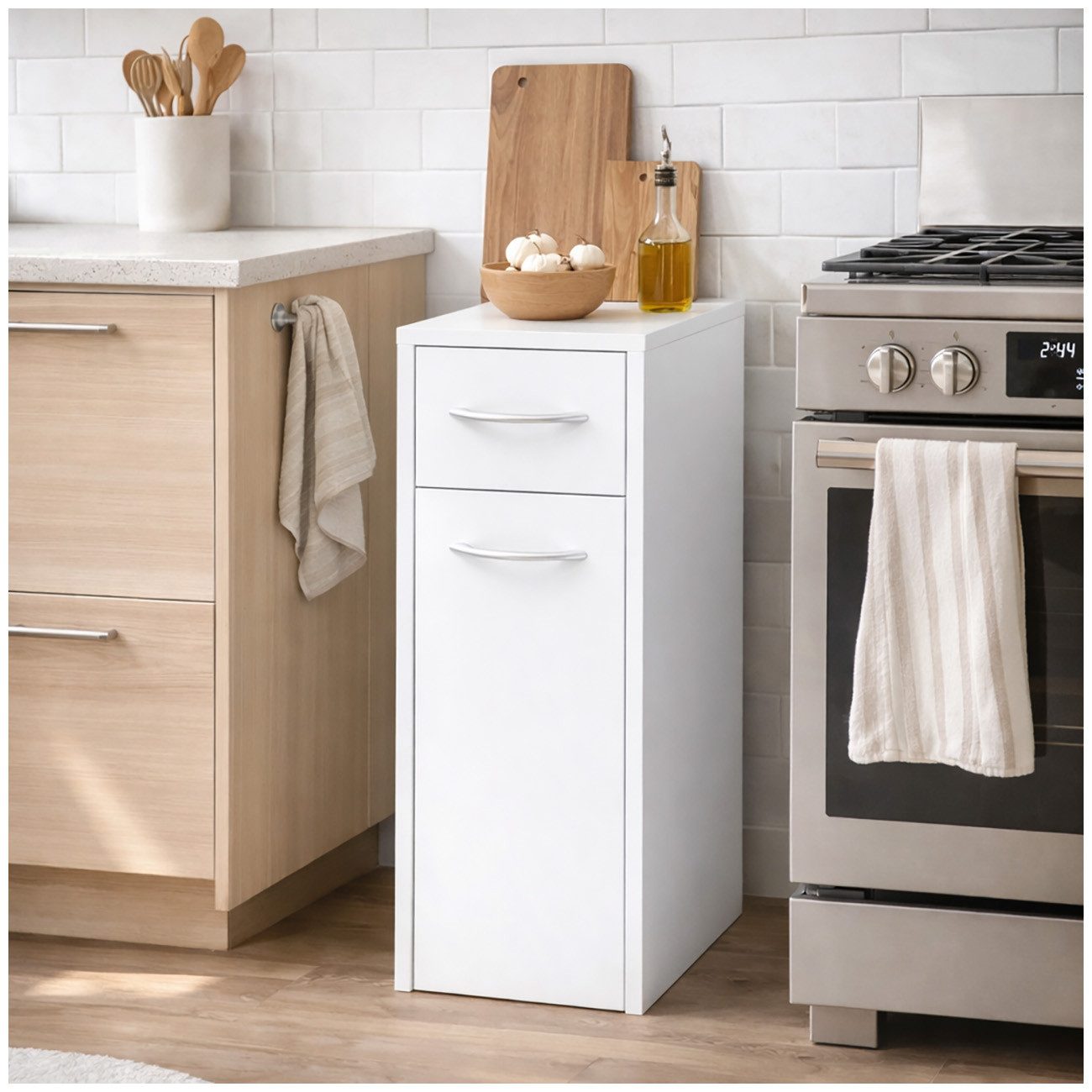 HTI-Living Midischrank Mehrzweckschrank schmal Thekla Weiß (Stück, 1-St., 1 günstig online kaufen