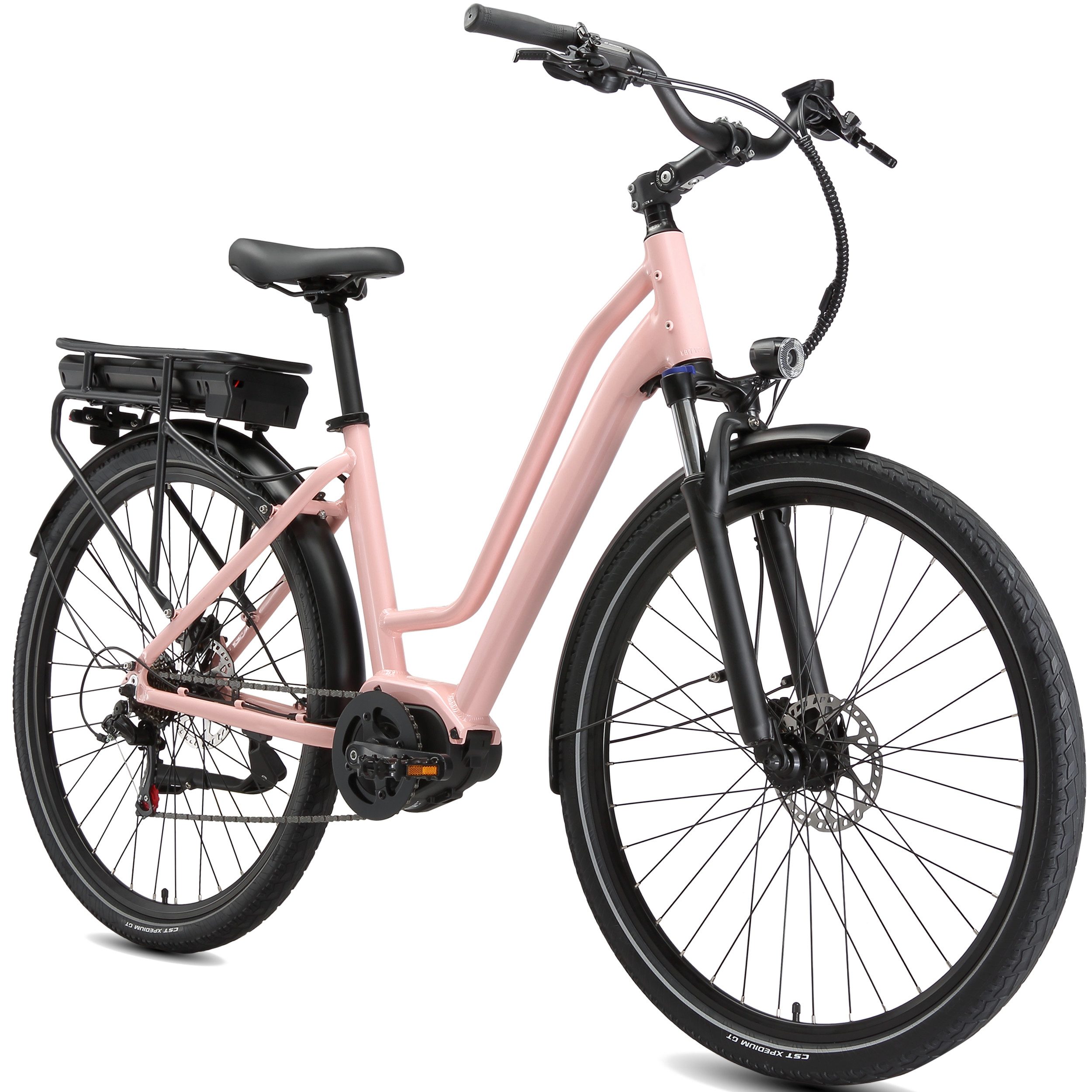 Vankel E-Bike Mittelmotor 28 Zoll Cityrad E-Fahrrad Damen u. Herren Pedelec 460Wh, Kettenschaltung, Mittelmotor, 460,8 Wh, (Beleuchtungsset mit Batterieladegerät, Batterieschlüssel, Werkzeug), Pendler mit Drehmomentsensor, Shimano 7-Gang & Lockout-Federga