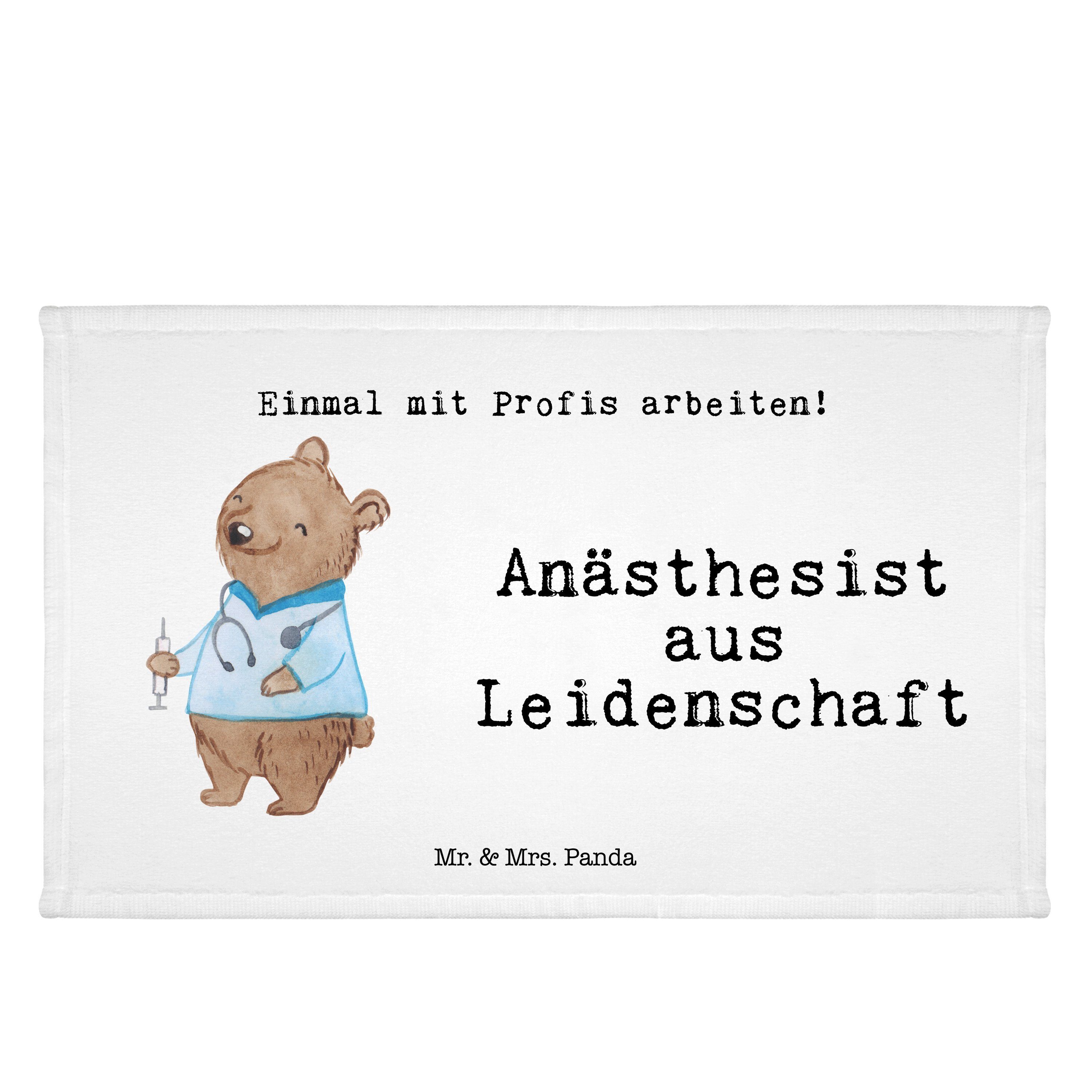 Mr. & Mrs. Panda Handtuch Anästhesist aus Leidenschaft - Weiß - Geschenk, Kinder Handtuch, Jubi, (1-St) | Alle Handtücher