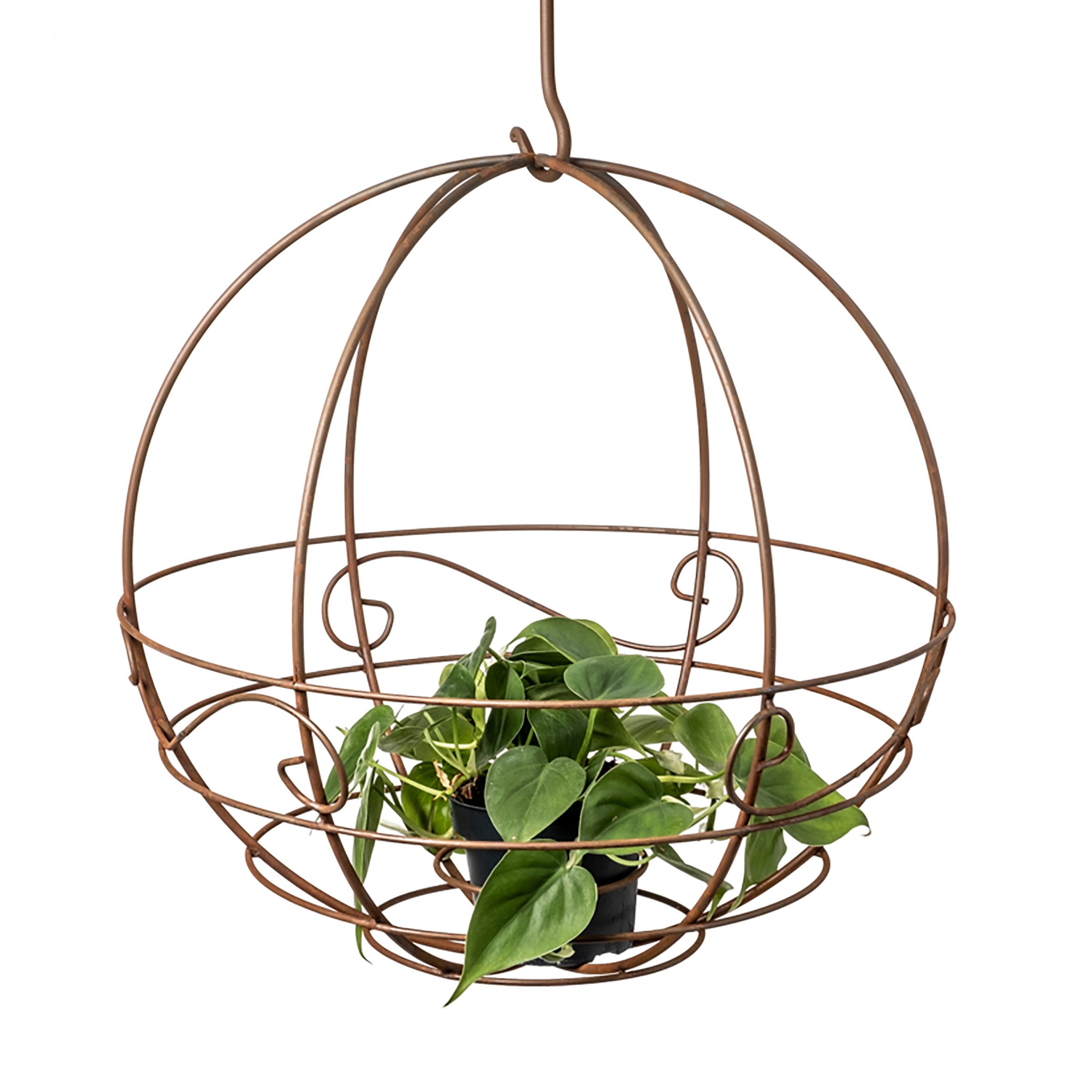 Blumenampel Metall Blumenampel Rost Optik mit Zink Pflanztopf - 36 cm
