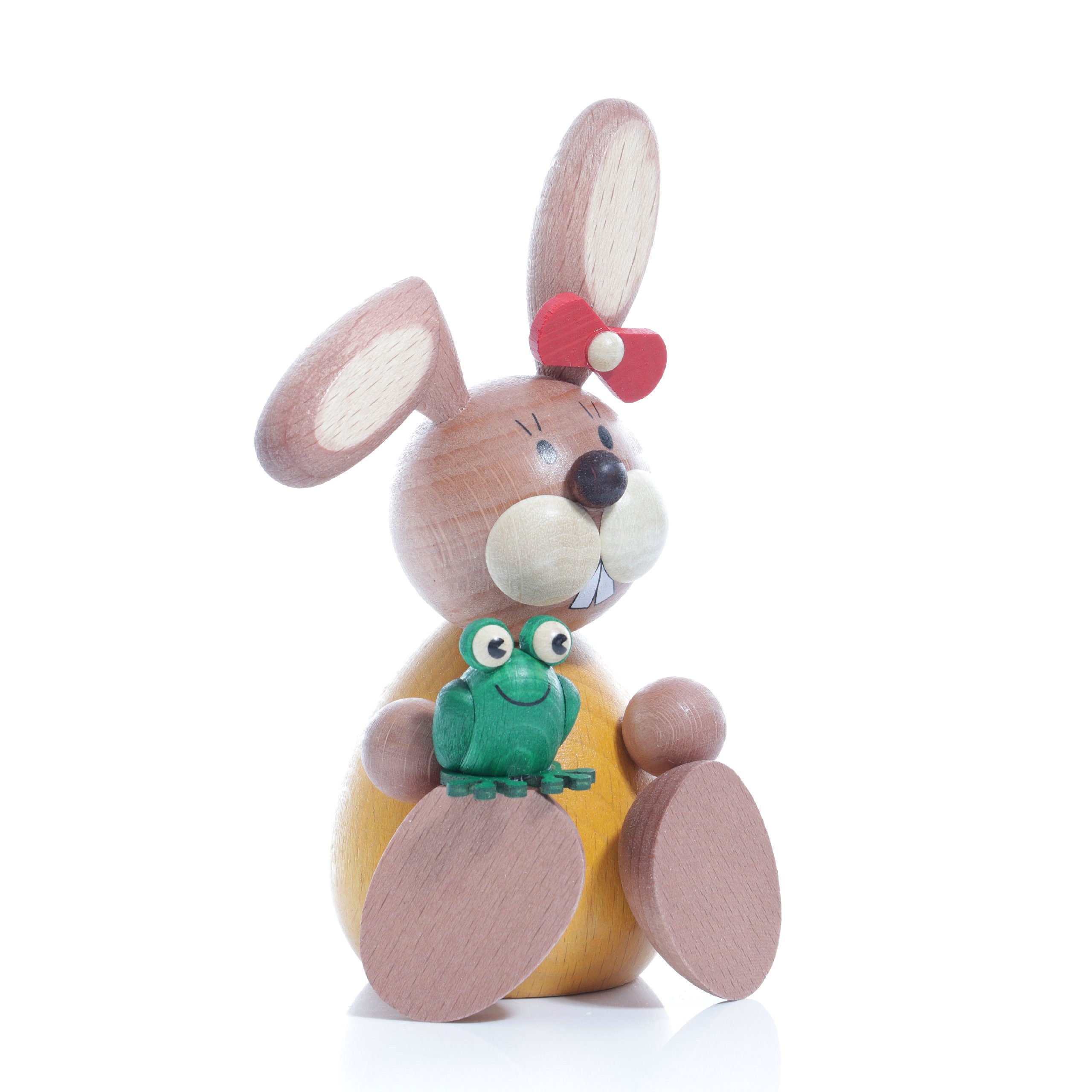 Ullrich Kunsthandwerk Osterhase Osterdekoration Osterhäsin mit Frosch Höhe 11cm NEU