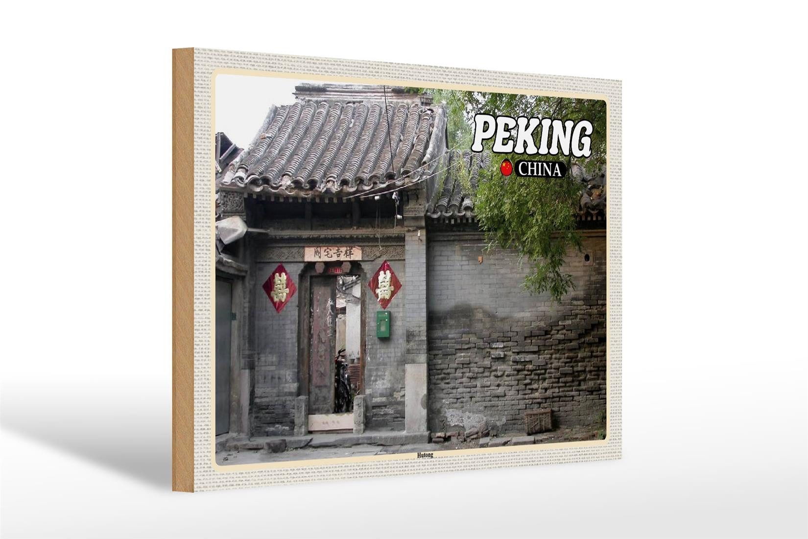 Femer GmbH Holzbild Reise 30x20cm Peking China Hutong, (1 St), Glatte Holzfaserplatte (MDF), vorn beschichtet