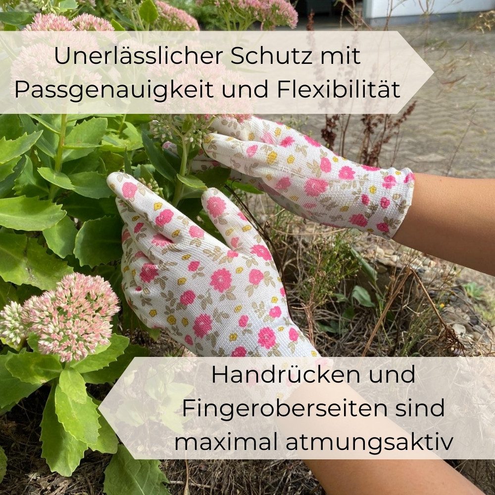 GarPet Gartenhandschuhe PU Handschuhe Damen Frauen bunt Garten Arbeits Gr 6 7 8 Stärke 13 (12-St)