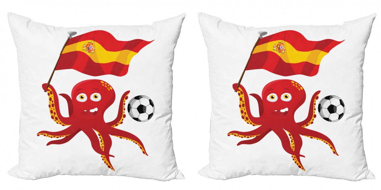 Kissenbezüge Modern Accent Doppelseitiger Digitaldruck, Abakuhaus (2 Stück), Pferd Lustige Fußball Octopus und Flagge