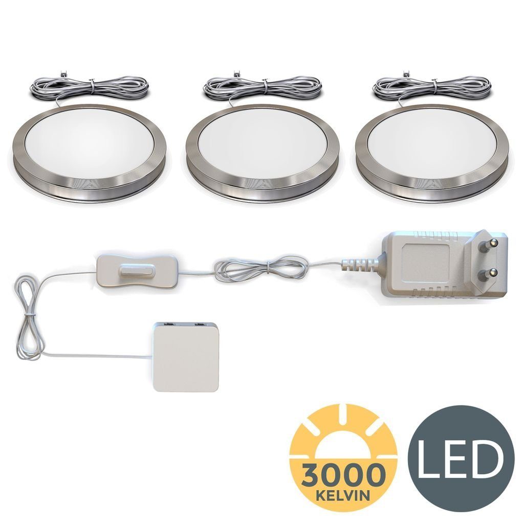 LED BKL1106, integriert, Unterbauleuchte - schwenkbar 800lm IP20 B.K.Licht modern Deckenleuchte Warmweiß, fest LED 3-flammig x 3 Chrom LED 8W schwenkbar 3.000K