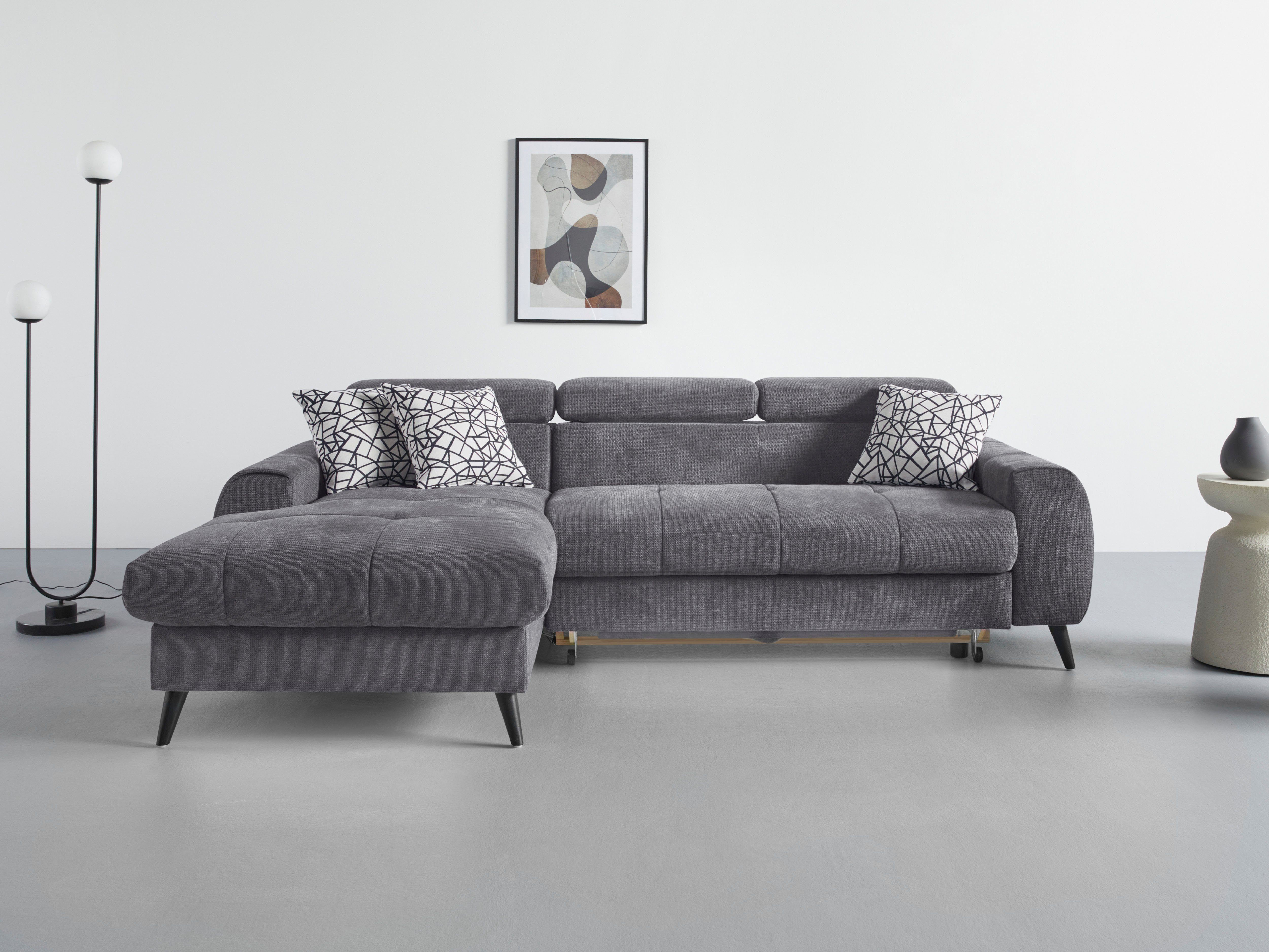 COTTA Ecksofa "Mia L-Form mit 3 Zierkissen", wahlweise mit Bettfunktion, Be günstig online kaufen