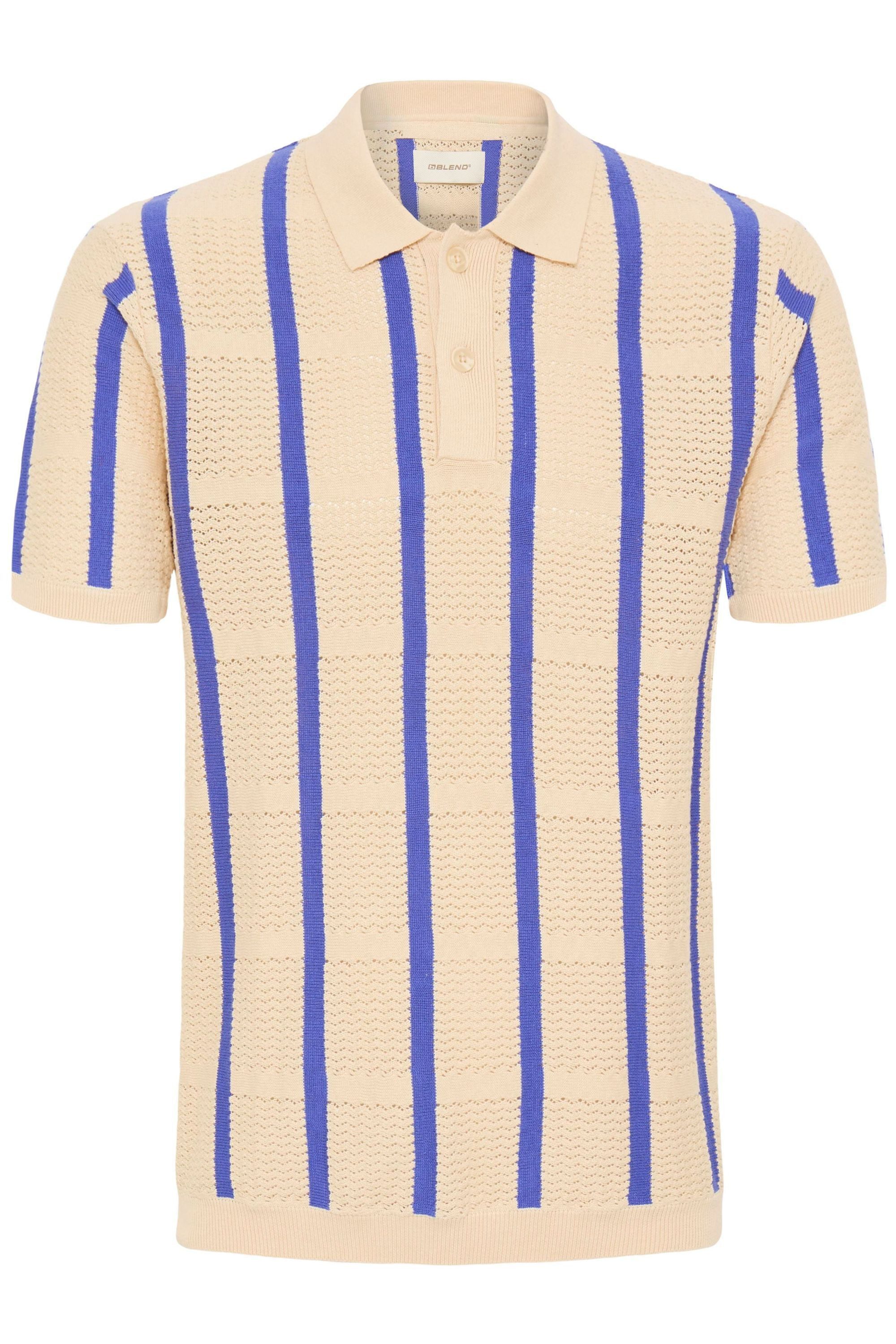 Blend Poloshirt BHDarin Striped (1-tlg) Gestreiftes Feinstrick-Poloshirt mit Strickmuster