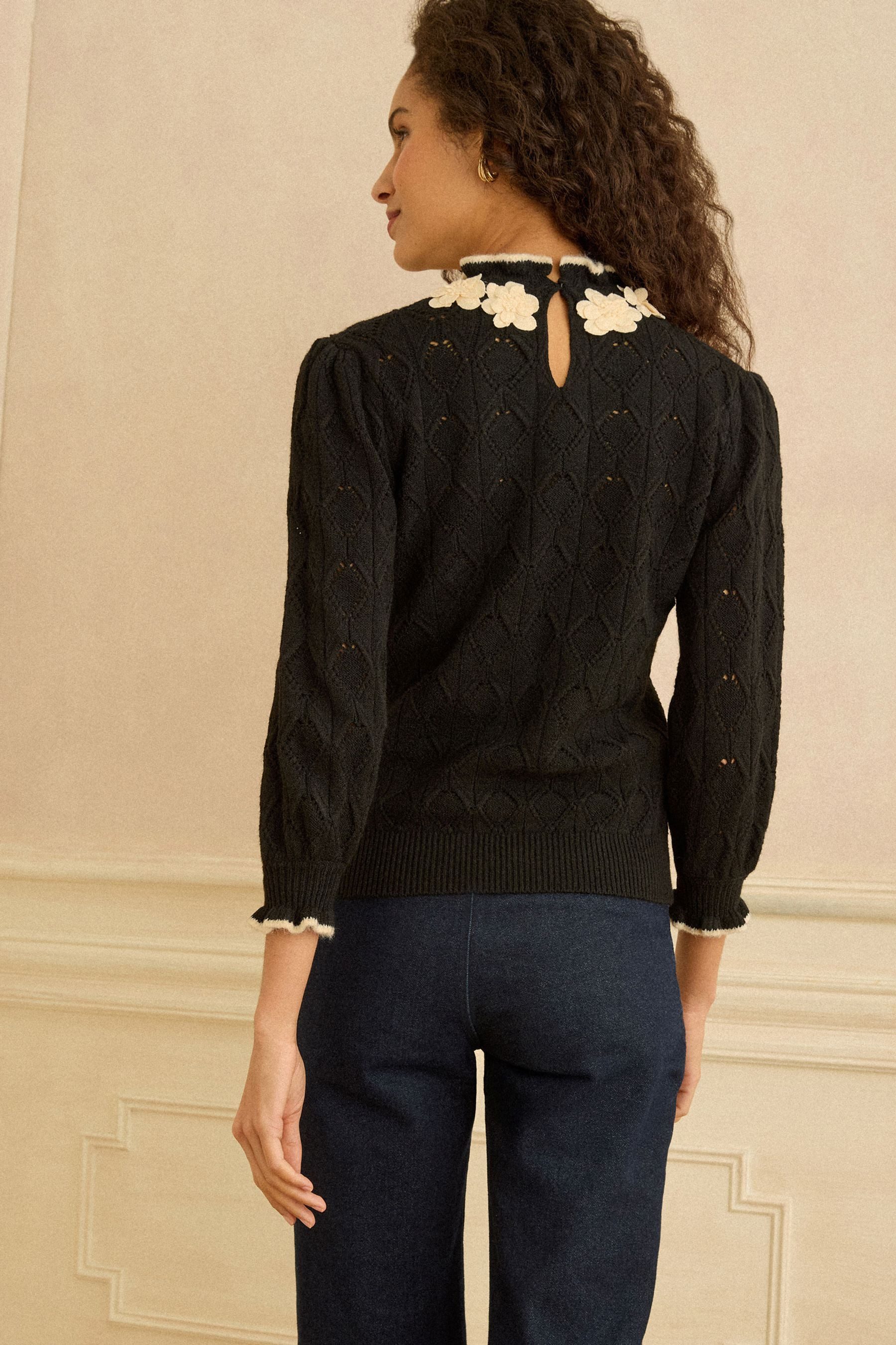 Love & Roses Strickpullover Love & Roses Pullover mit 3D-Blumenbesatz (1-tl günstig online kaufen