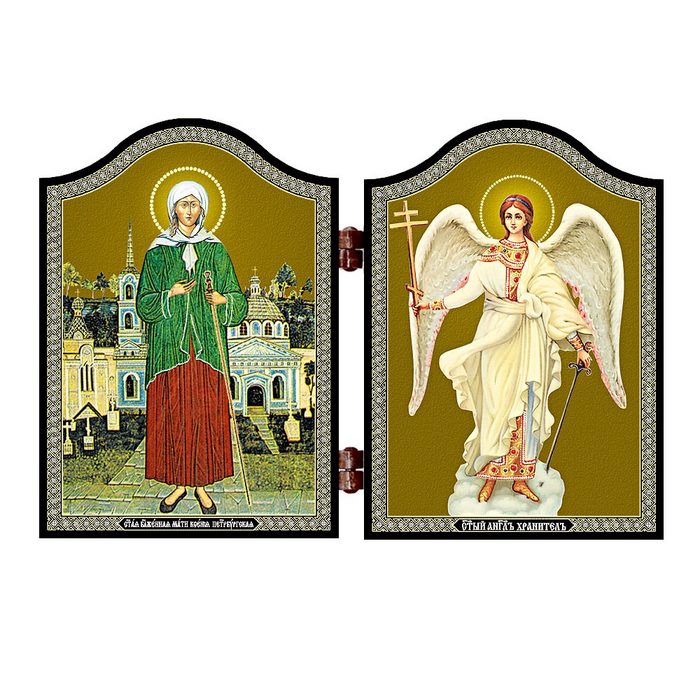 NKlaus Holzbild 1416 Xenia Von St. Petesburg & Schutzengel Ikone K Triptychon