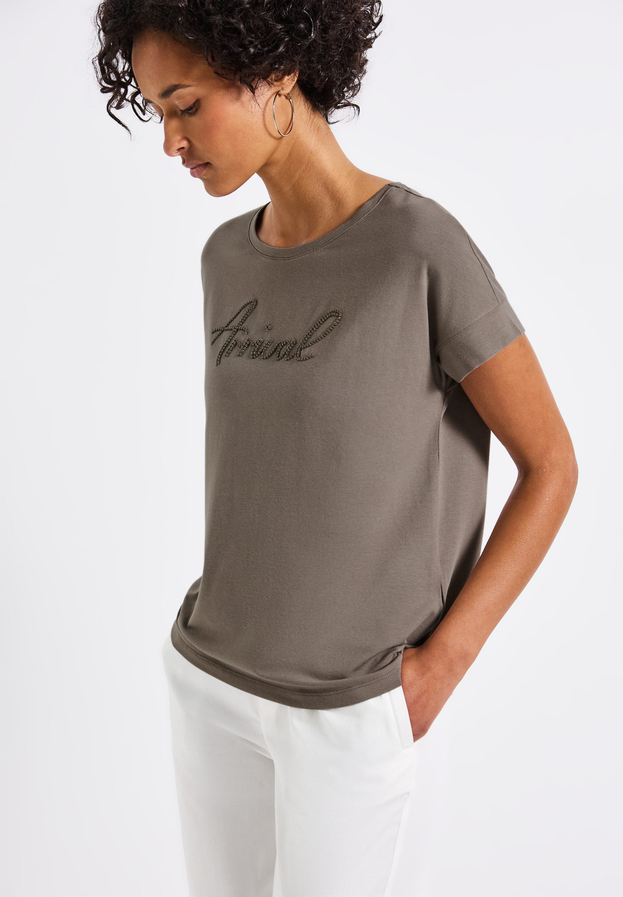 STREET ONE Shirttop mit Wording-Stickerei günstig online kaufen
