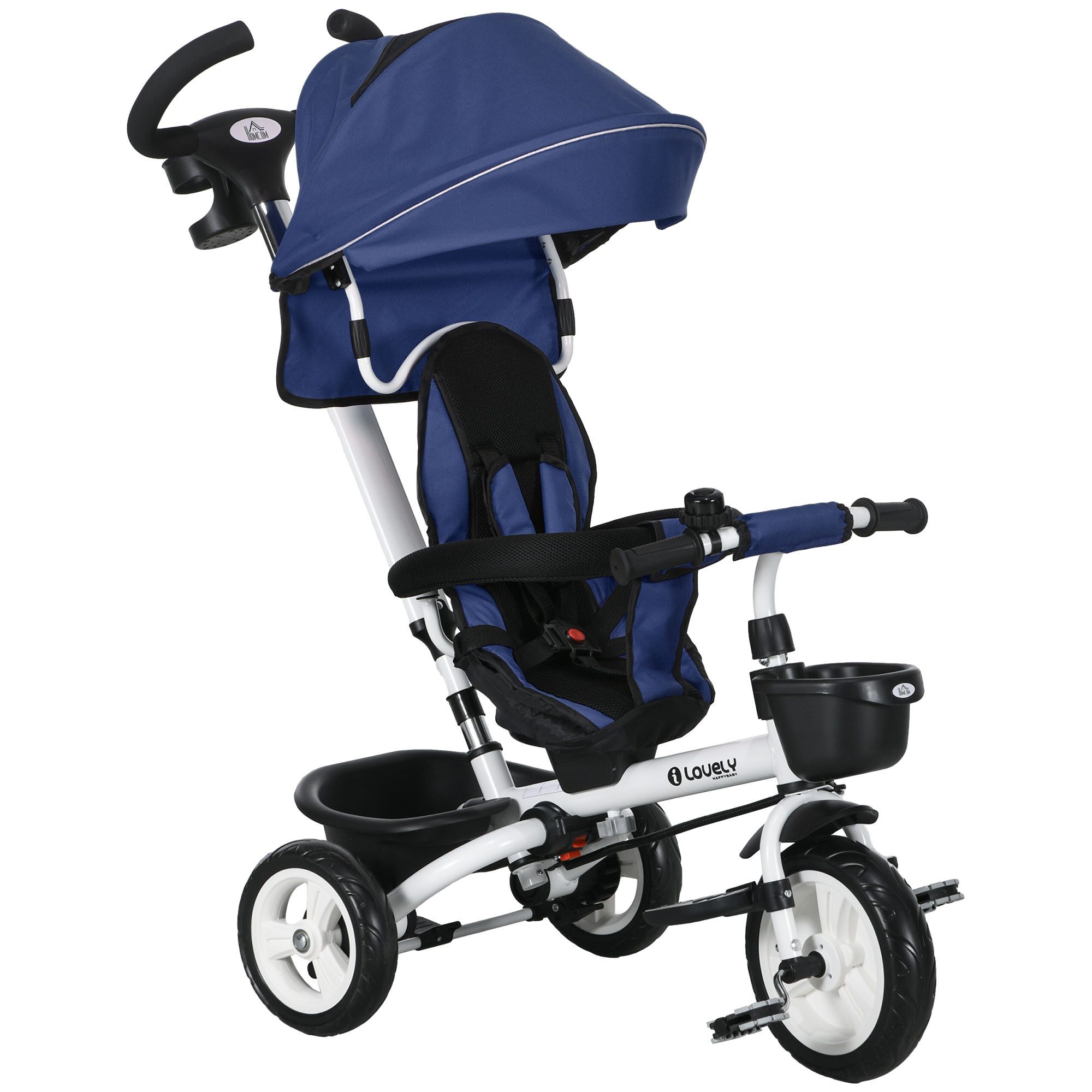 HOMCOM Dreirad Kinderdreirad mit Sicherheitsgurt, Schubstange, günstig online kaufen