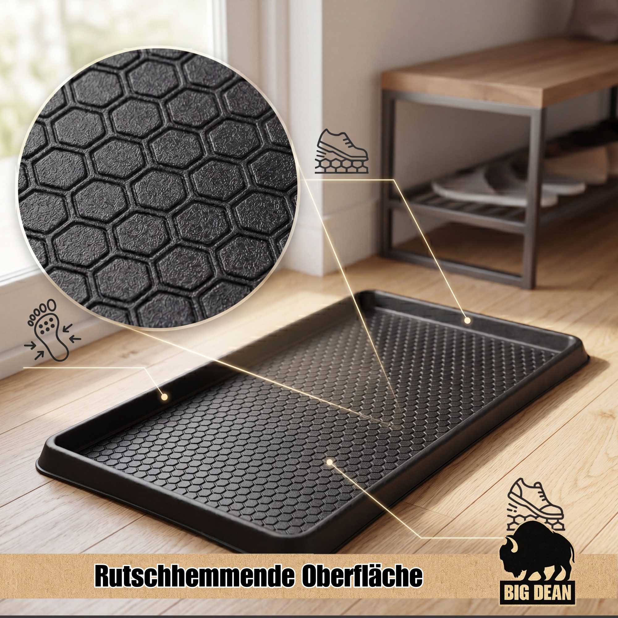 BigDean Schuhabtropfschale XXL Premium Schuhabtropfschale 92x52cm extra robust (Set, 1-tlg., Schuhabtropfschale), Rutschhemmend, Leicht zu Reinigen, vielseitig nutzbar
