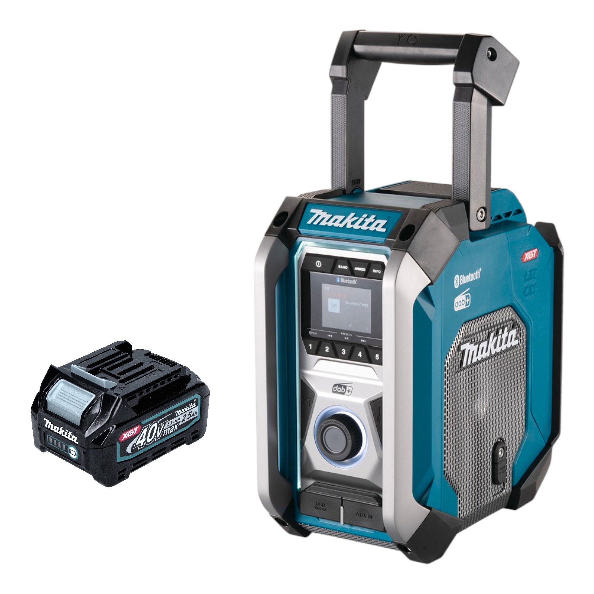 Makita MR 007 GD1 12 - 40 V max. Bluetooth DAB+ USB + 1x Akku 2,5 Ah - ohne L Baustellenradio
