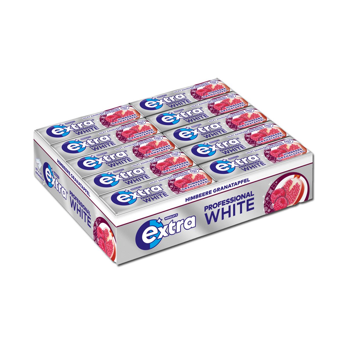 Wrigleys Extra Süßigkeit, Wrigleys Extra WHITE Himbeere Granatapfel Mix 10 Dragees 14g 30er Pack