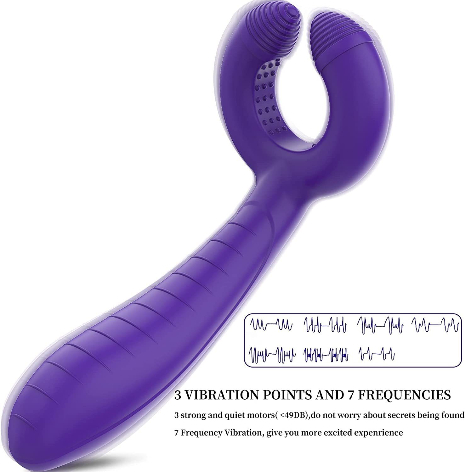 Paar-Vibrator Erotik AnalPlug Leise für 7 Paarvibrator Vibrator Vibrationsfrequenz Prostata Sexspielzeug, autolock Dreifacher Silikon Paare Stimulator lila mit