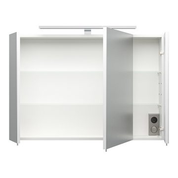 Lomadox Spiegelschrank RIMAO-100 90cm in weiß mit LED-Beleuchtung, B/H/T 90/62-67/17 cm