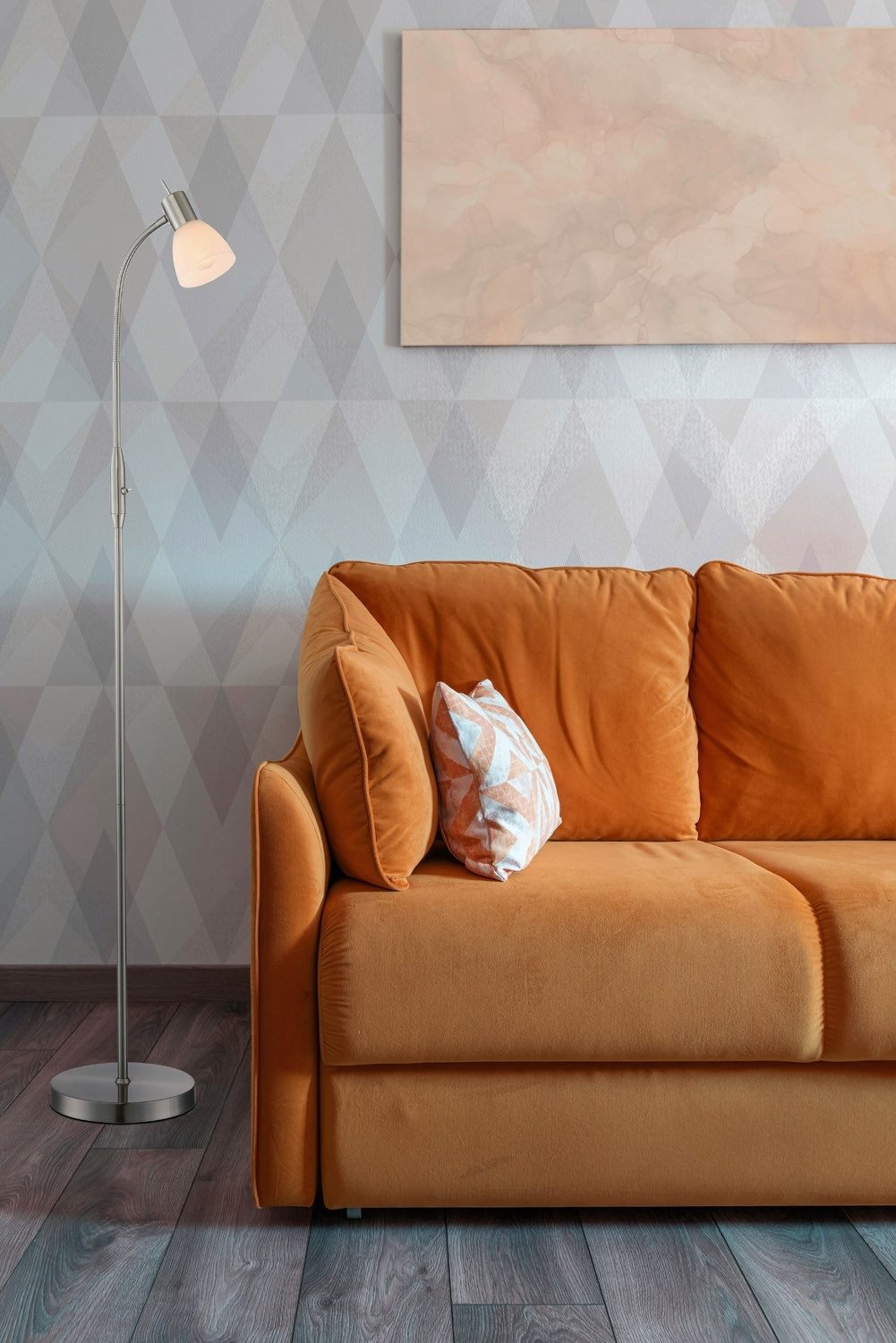 GLOBO LIGHTING Stehlampe Stehleuchte PANNA, H 146 cm, Nickelfarben, Weiß, o günstig online kaufen