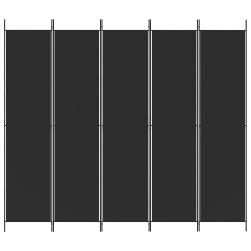 Stoff Schwarz furnicato Paravent 250x220 cm 5-tlg. Raumteiler