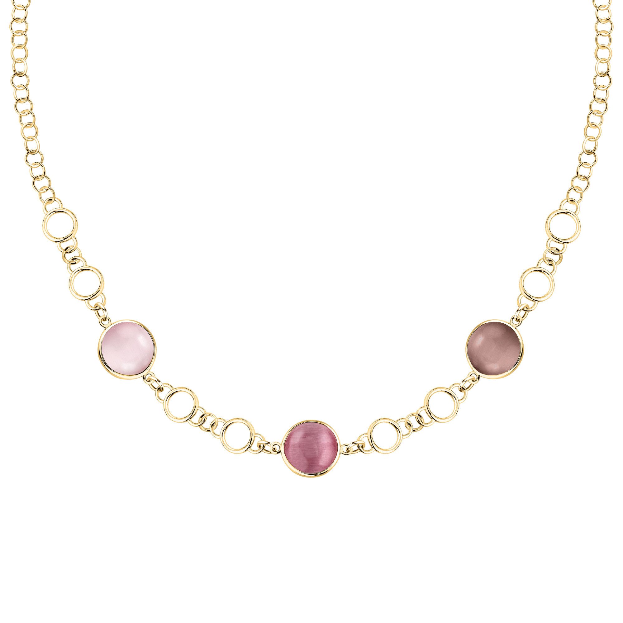 MORELLATO Collier Venezia Halskette SAZM14 vergoldet Katzenaugensteine 40+5 cm Damen