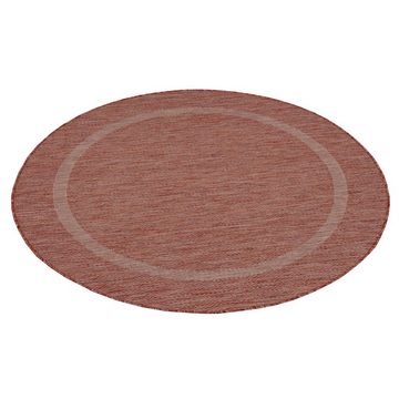 Teppich Unicolor - Einfarbig, Teppium, Rund, Höhe: 5 mm, Rund Outdoor Teppich Wetterfest Balkon Küchenteppich Flachgewebe