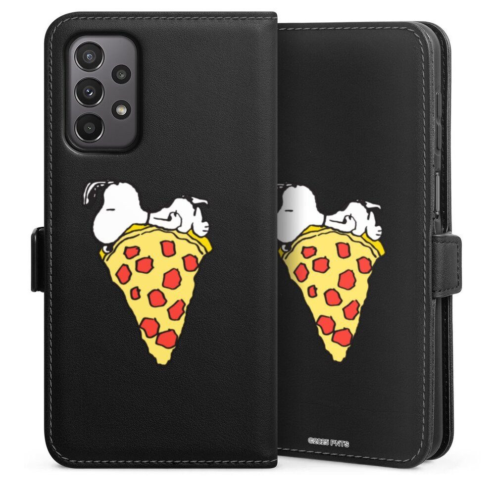 DeinDesign Handyhülle Peanuts Pizza Snoopy Snoopy Pizza Transparent, Samsung Galaxy A23 5G Hülle Handy Flip Case Wallet Cover