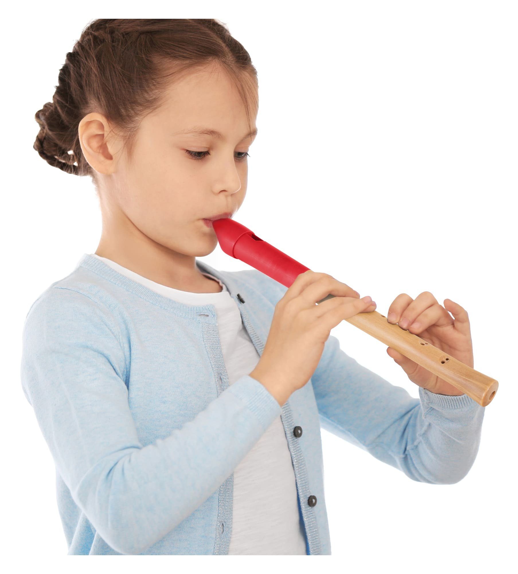 Classic Cantabile Blockflöte Pivella Flöte aus Ahornholz mit Kopf aus Kunststoff C-Sopran barock, Pivella Set, Inklusive Grifftabelle, Etui, Korkfett & Wischerstab, 2-teilige Konstruktion