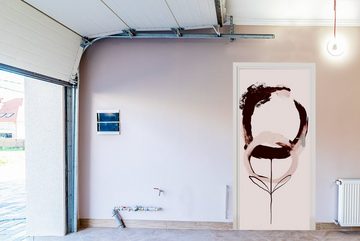 MuchoWow Türtapete Abstrakt - Blume - Kaffee - Pastell, Matt, bedruckt, (1 St), Fototapete für Tür, Türaufkleber, 75x205 cm