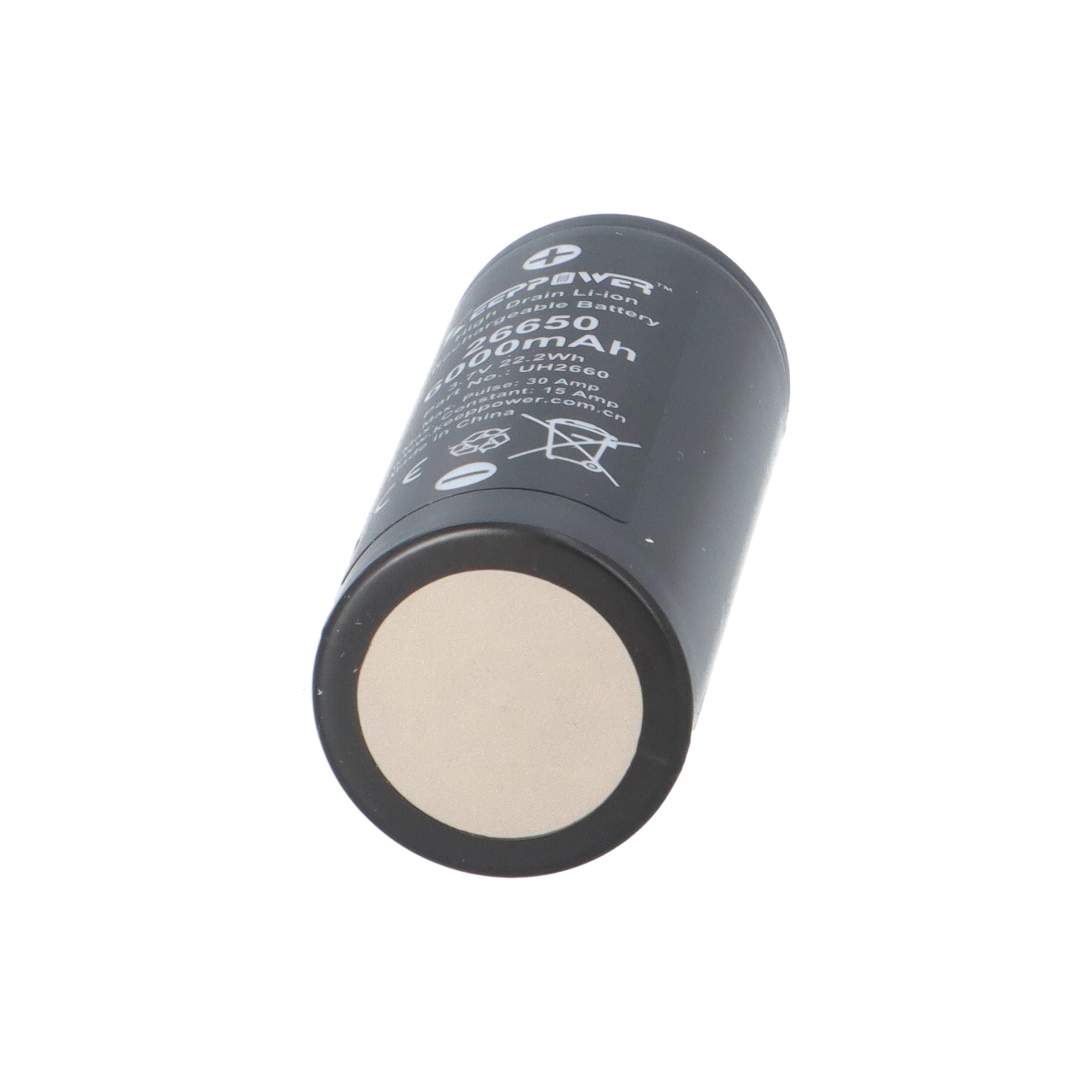 XCell Keeppower 26650 Akku 6000mAh 3.6V Li-Ion, UH2660 Hochkapazitätszelle Akku
