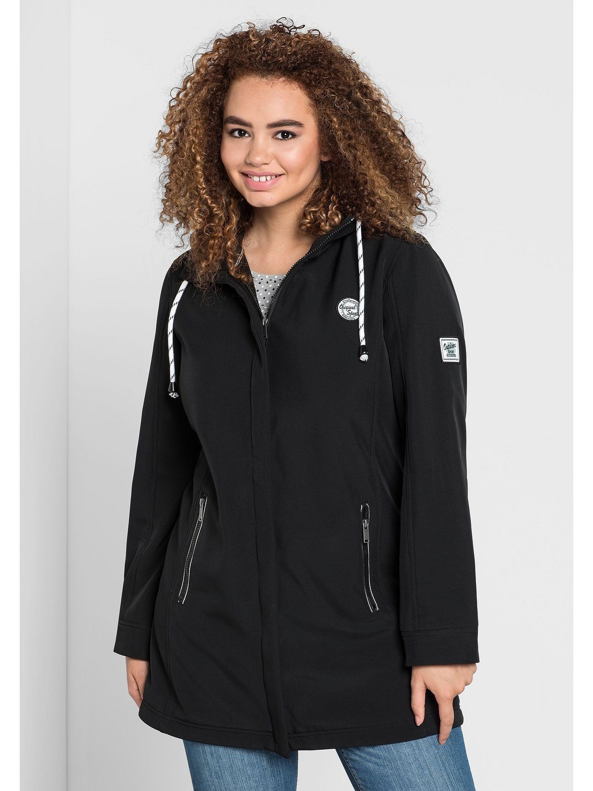 Sheego Softshelljacke Große Größen mit Fleece-Innenseite schwarz weicher