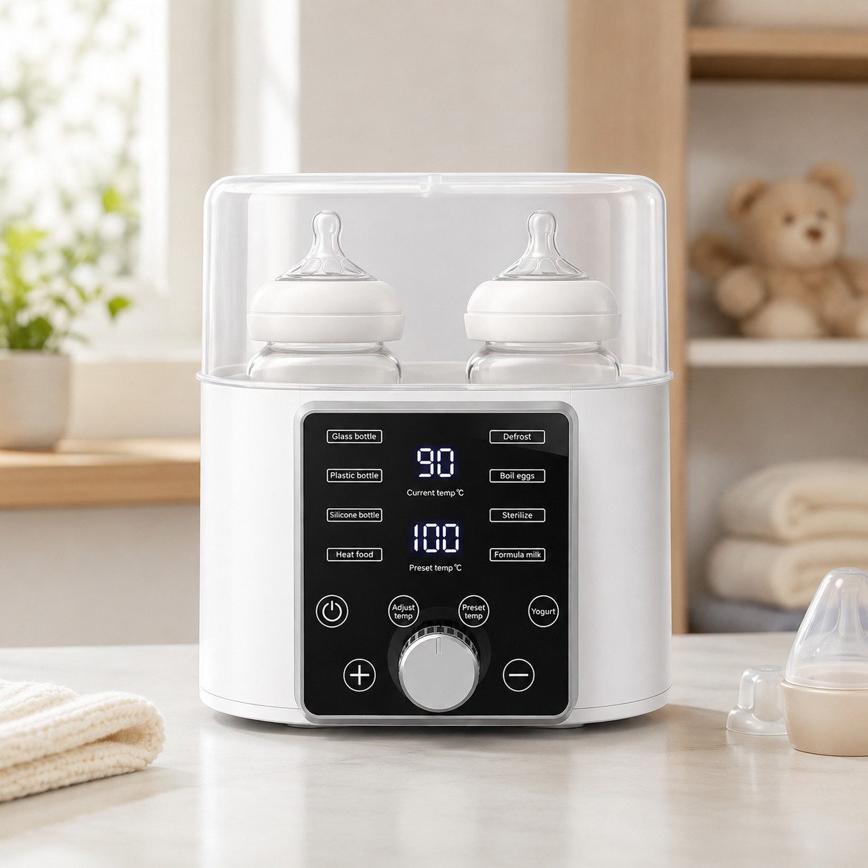 Luckice Babyflaschenwärmer Flaschenwärmer,6-in-1 Multifunktionaler Milchwärmer mit Zeitsteuerung