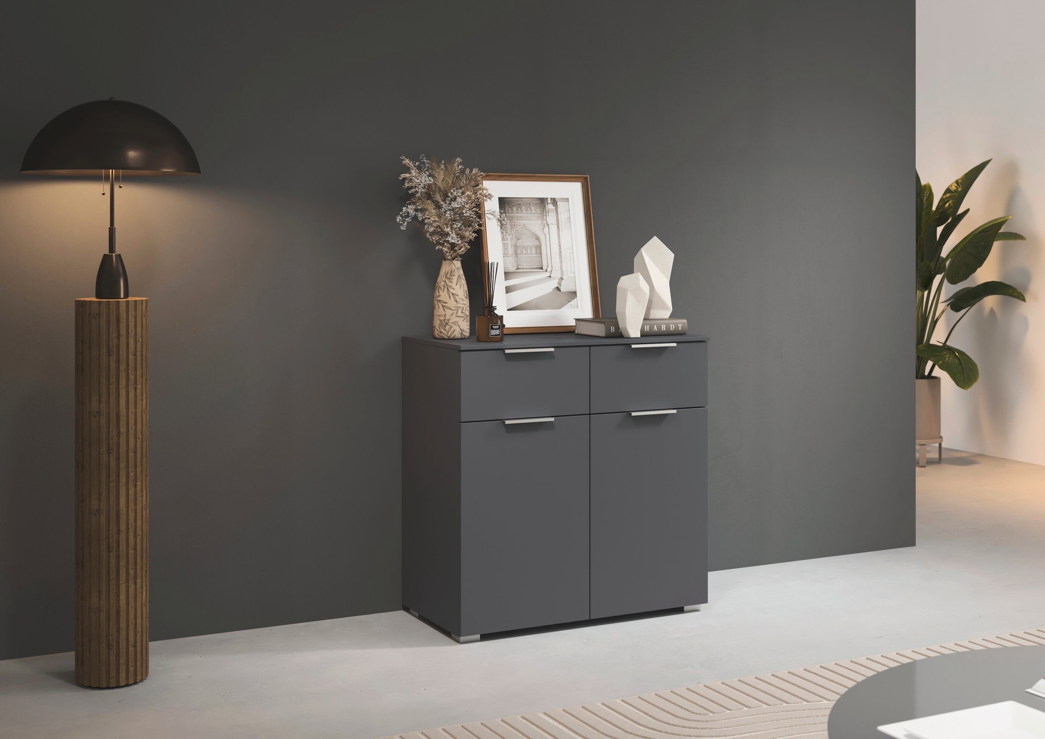 OTTO home Kombikommode Kommode Sideboard Schubladenkommode Schlafzimmerkommode CORTONA (Breite 80 cm inkl. SOFT-CLOSE-FUNKTION, mit moderner Dekor-Front), mit 2 Schubladen und 1 verstellbaren Einlegeboden MADE IN GERMANY