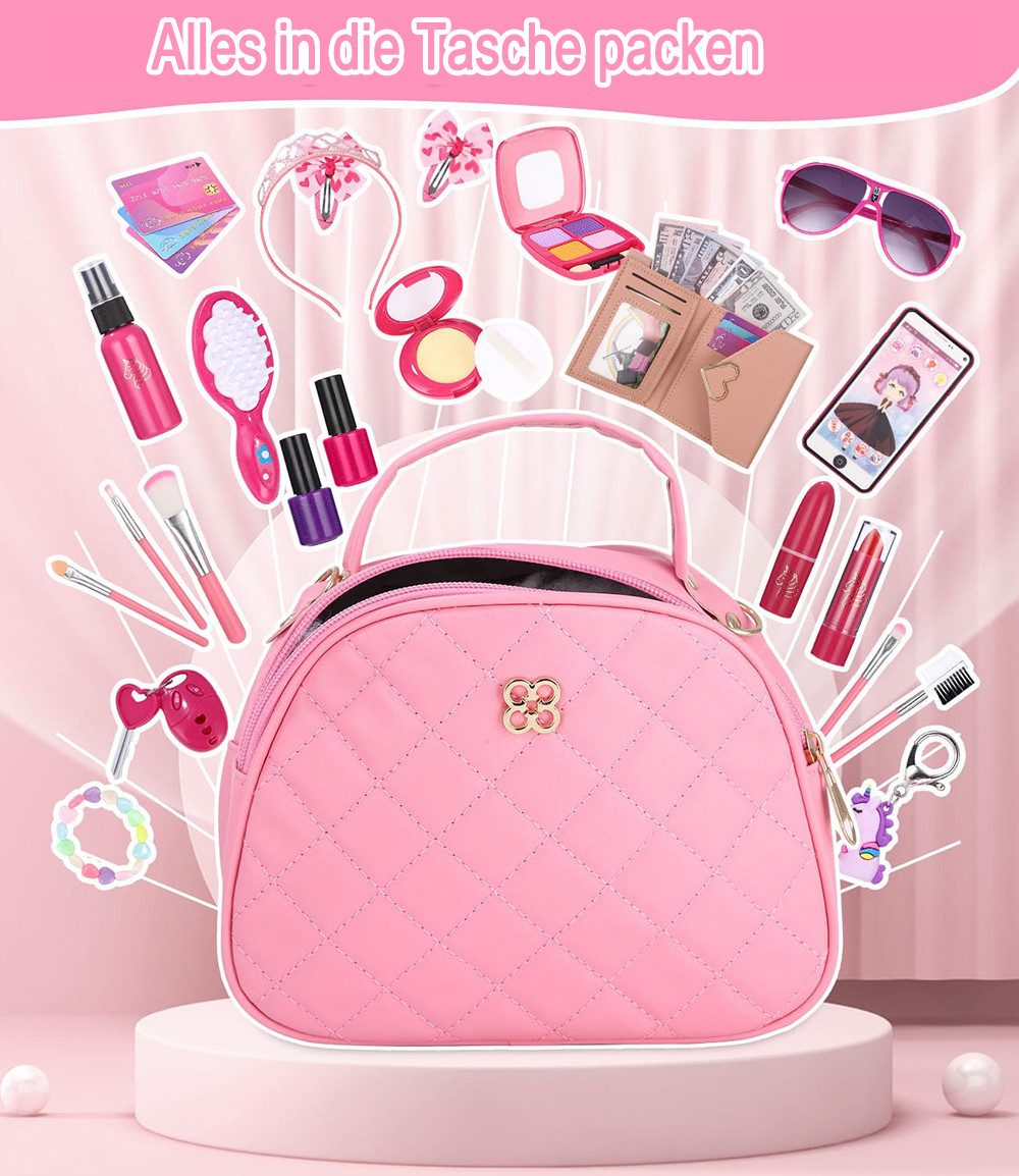 CLTYQ Kreativset Kinder Handtasche, Prinzessinnen Tasche mit Spielzeug Schminke, Weihnachten Geburtstagsgeschenk Mädchen 3 4 5 6 7 8 Jahre