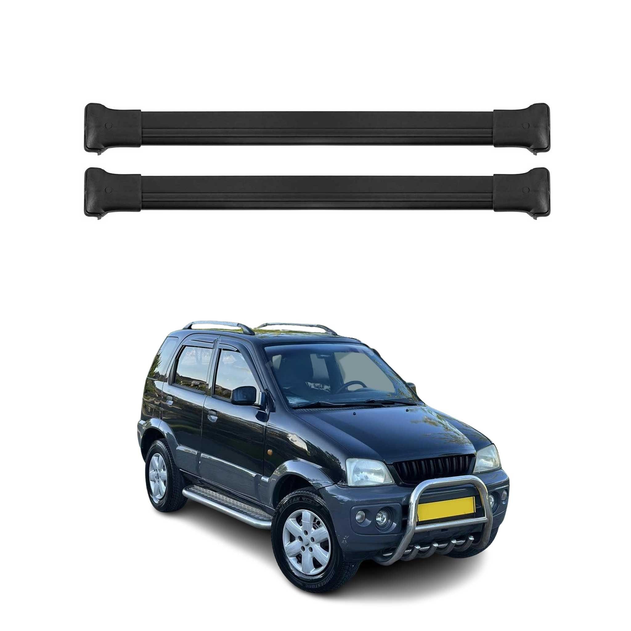 OMAC Dachträger Gepäckträger für Daihatsu Terios 1998-2005 Relingträger Alu Schwarz (2-St), Wasserbeständig,Abnehmbar,Multifunktional,Leichtgewichtig