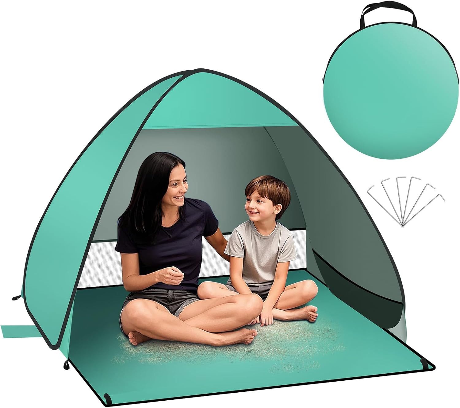 EUGAD Strandmuschel, Personen: 3 (1 tlg), Pop Up mit UV Schutz, Windschutz, für Camping Garten Strand