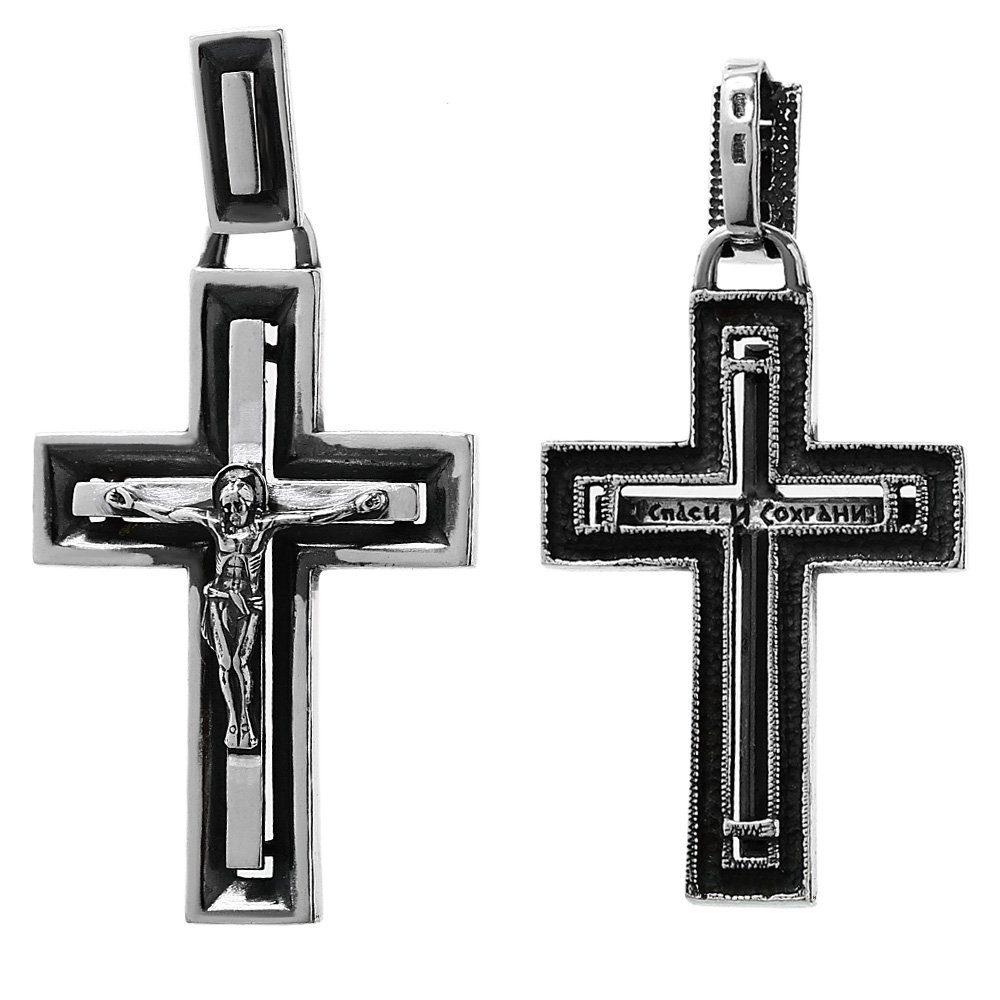 Anhä Kreuzanhänger Orthodoxe NKlaus Kruzifix Sterlingsilber 925er Kreuz