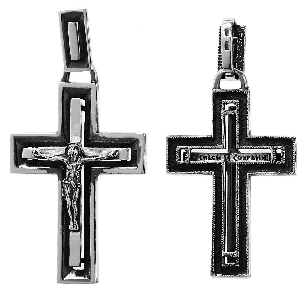 Kreuzanhänger 925er Sterlingsilber Kreuz Orthodoxe Kruzifix Anhä