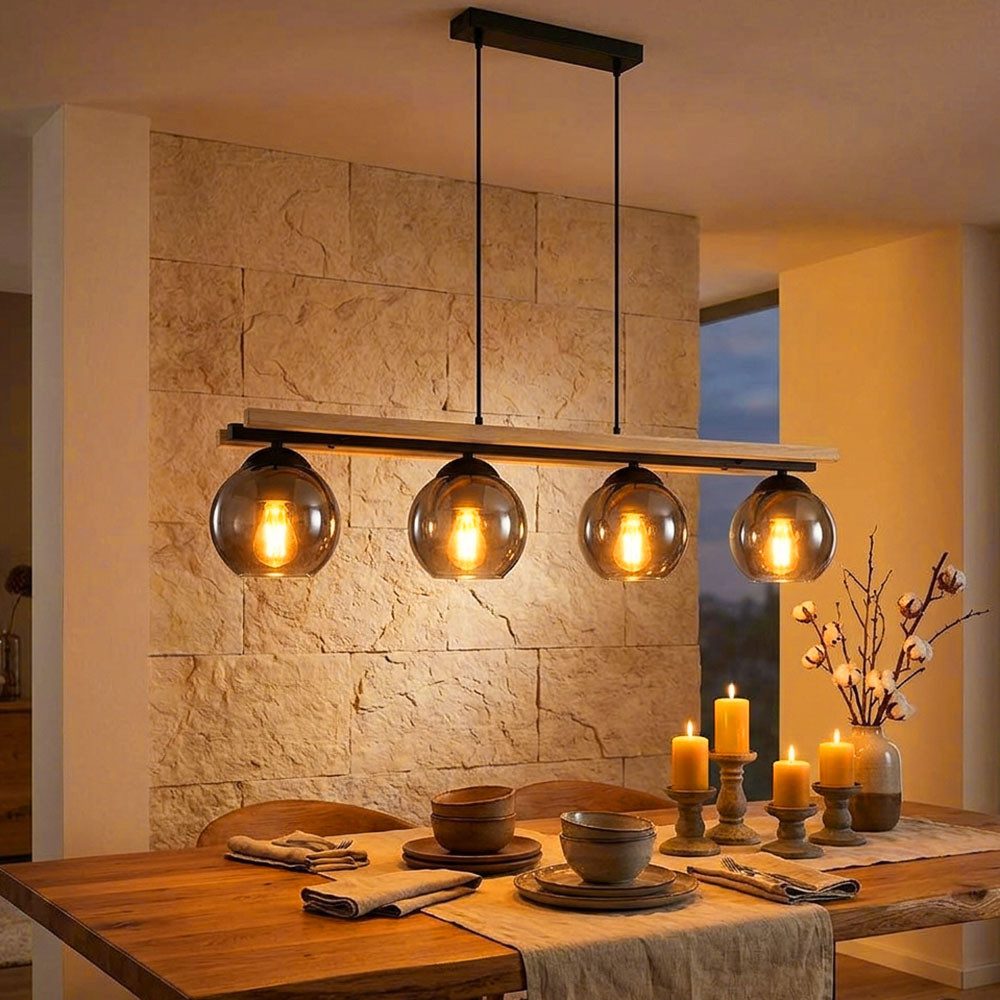 GLOBO LIGHTING LED-Hängeleuchte, Leuchtmittel inklusive, Warmweiß, LED Pendelleuchte Hängelampe Holzoptik Esszimmerleuchte