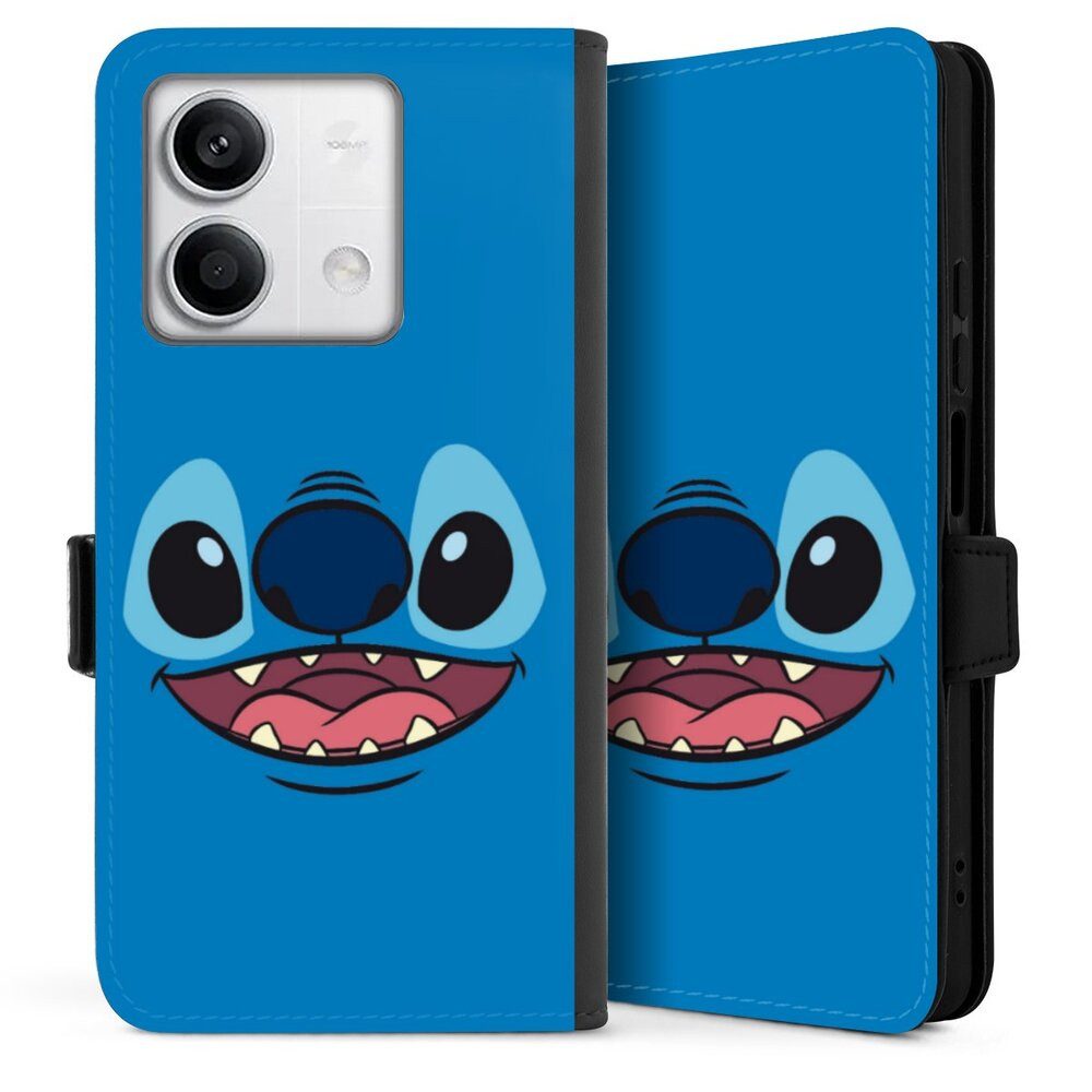 DeinDesign Handyhülle Lilo & Stitch Disney Offizielles Lizenzprodukt Stitch Closeup, Xiaomi Redmi Note 13 5G Hülle Handy Flip Case Wallet Cover