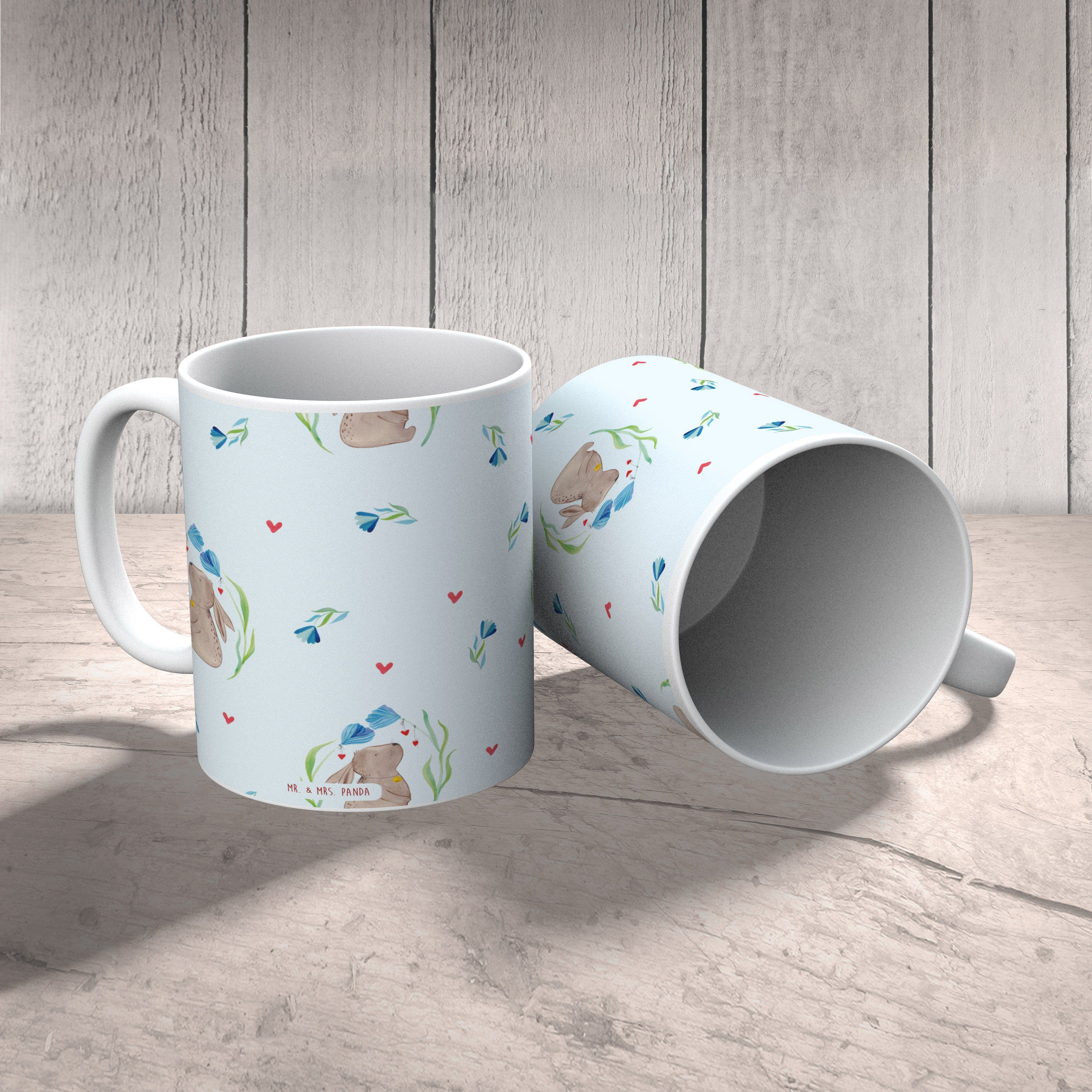 Mr. Keramik - - Kaffeetasse, Geschenk, Hase Mrs. & Becher, Blau Tasse Blume Panda Osterdeko, Keramik,