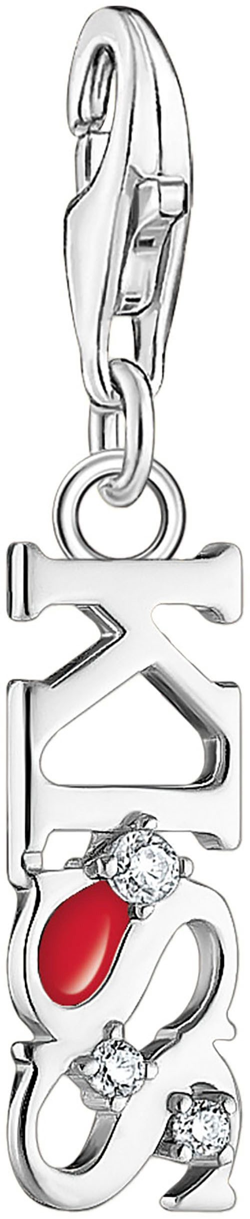 THOMAS SABO Charm-Einhänger KISS mit weißen Steinen, mit Zirkonia (synth)